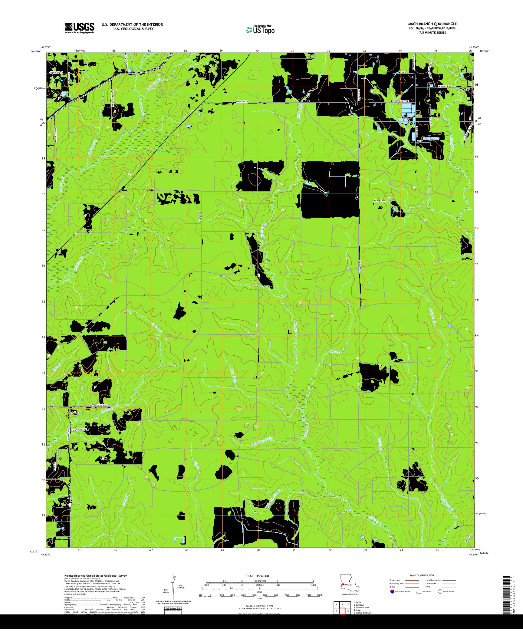 USGS US TOPO 7.5-MINUTE MAP FOR MACH BRANCH, LA 2020