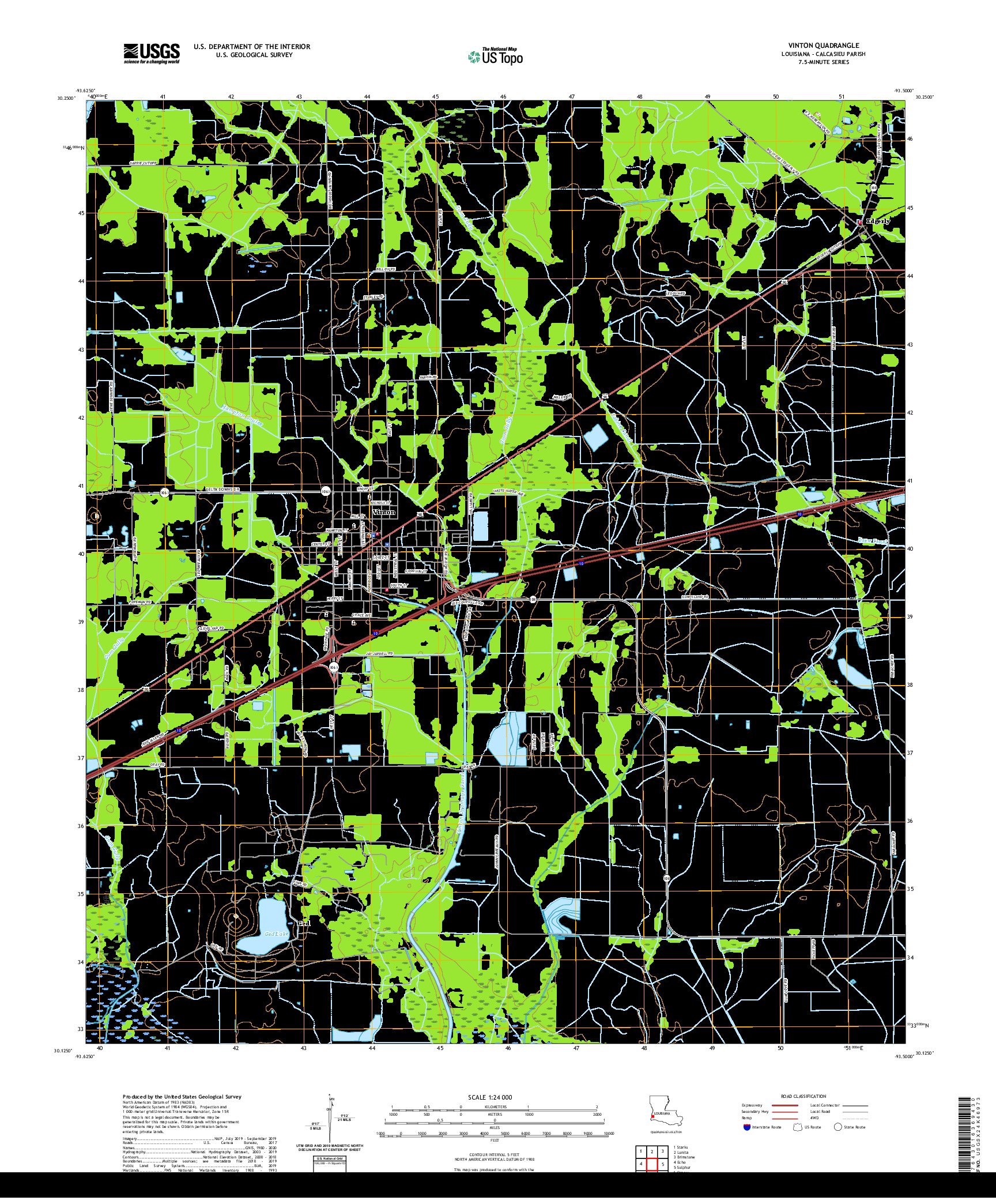 USGS US TOPO 7.5-MINUTE MAP FOR VINTON, LA 2020