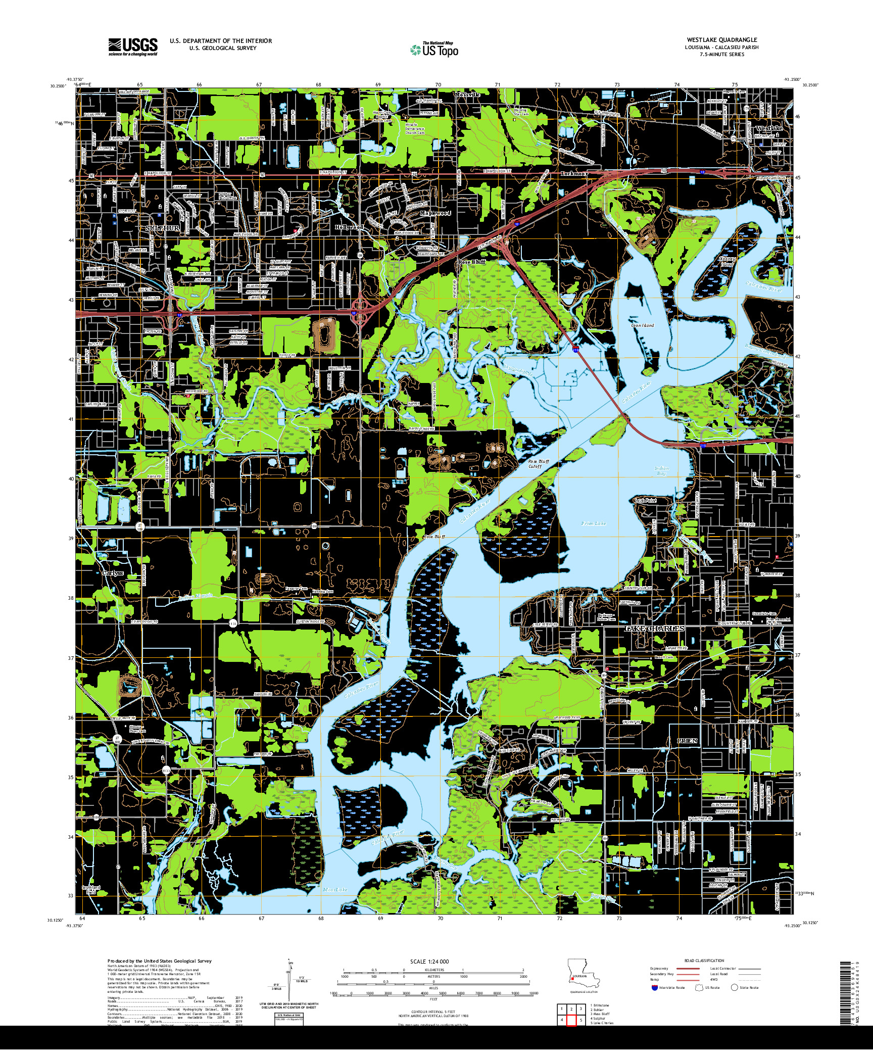 USGS US TOPO 7.5-MINUTE MAP FOR WESTLAKE, LA 2020