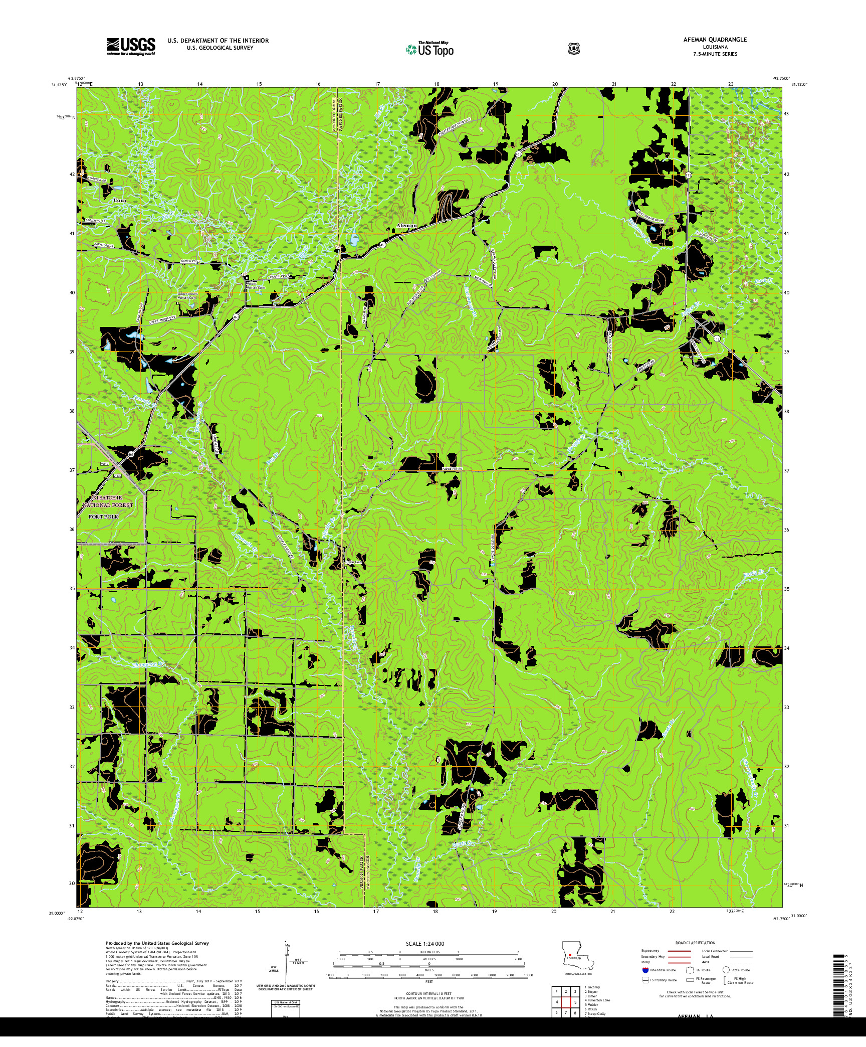 USGS US TOPO 7.5-MINUTE MAP FOR AFEMAN, LA 2020