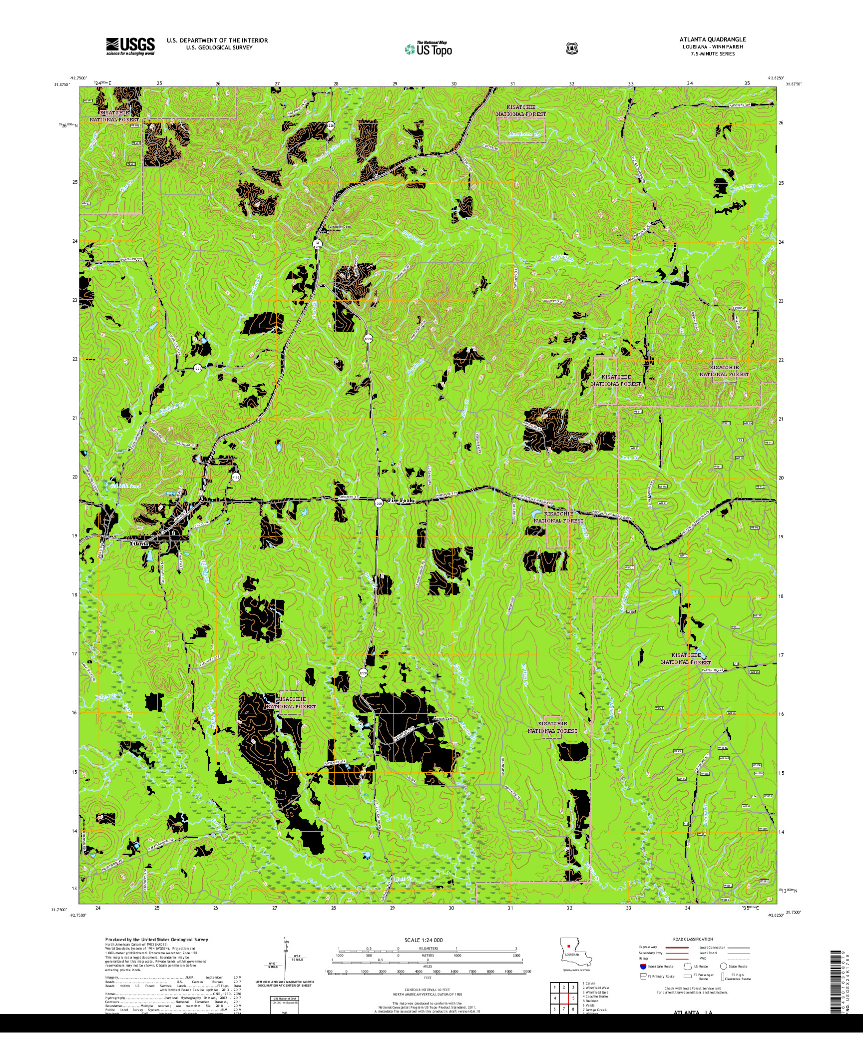 USGS US TOPO 7.5-MINUTE MAP FOR ATLANTA, LA 2020