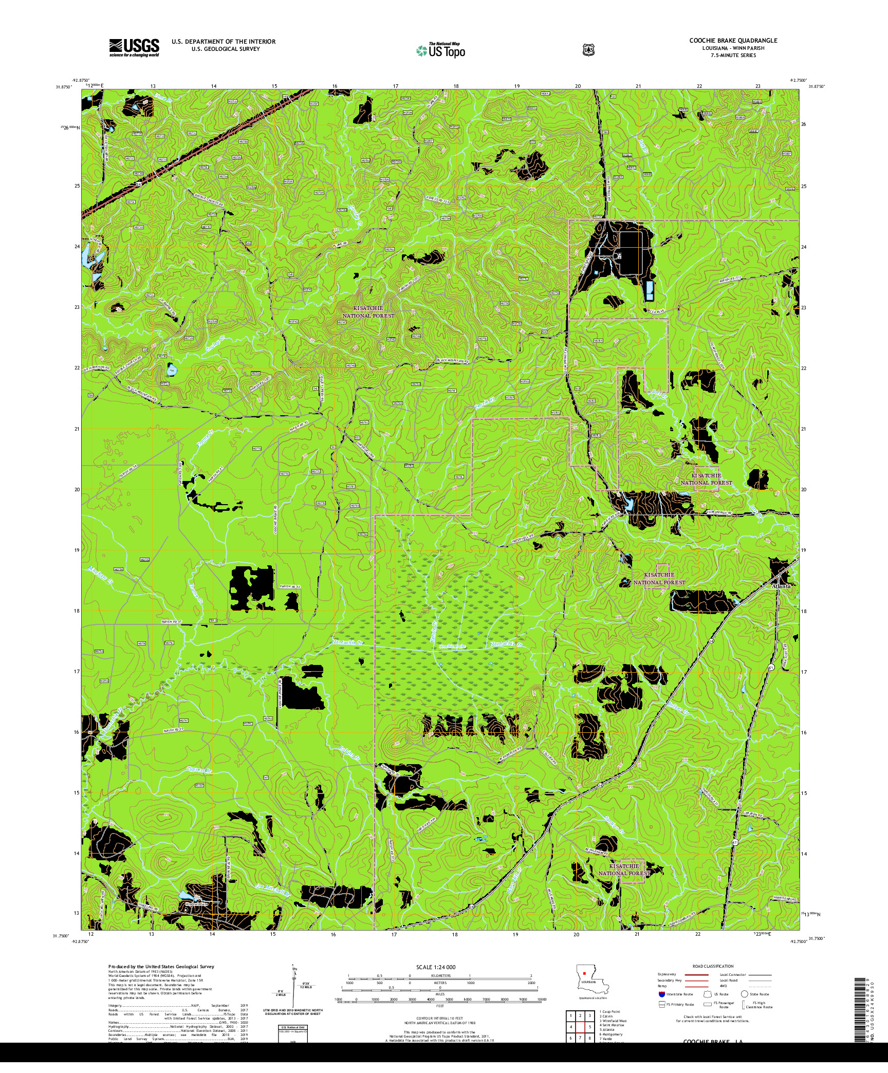 USGS US TOPO 7.5-MINUTE MAP FOR COOCHIE BRAKE, LA 2020