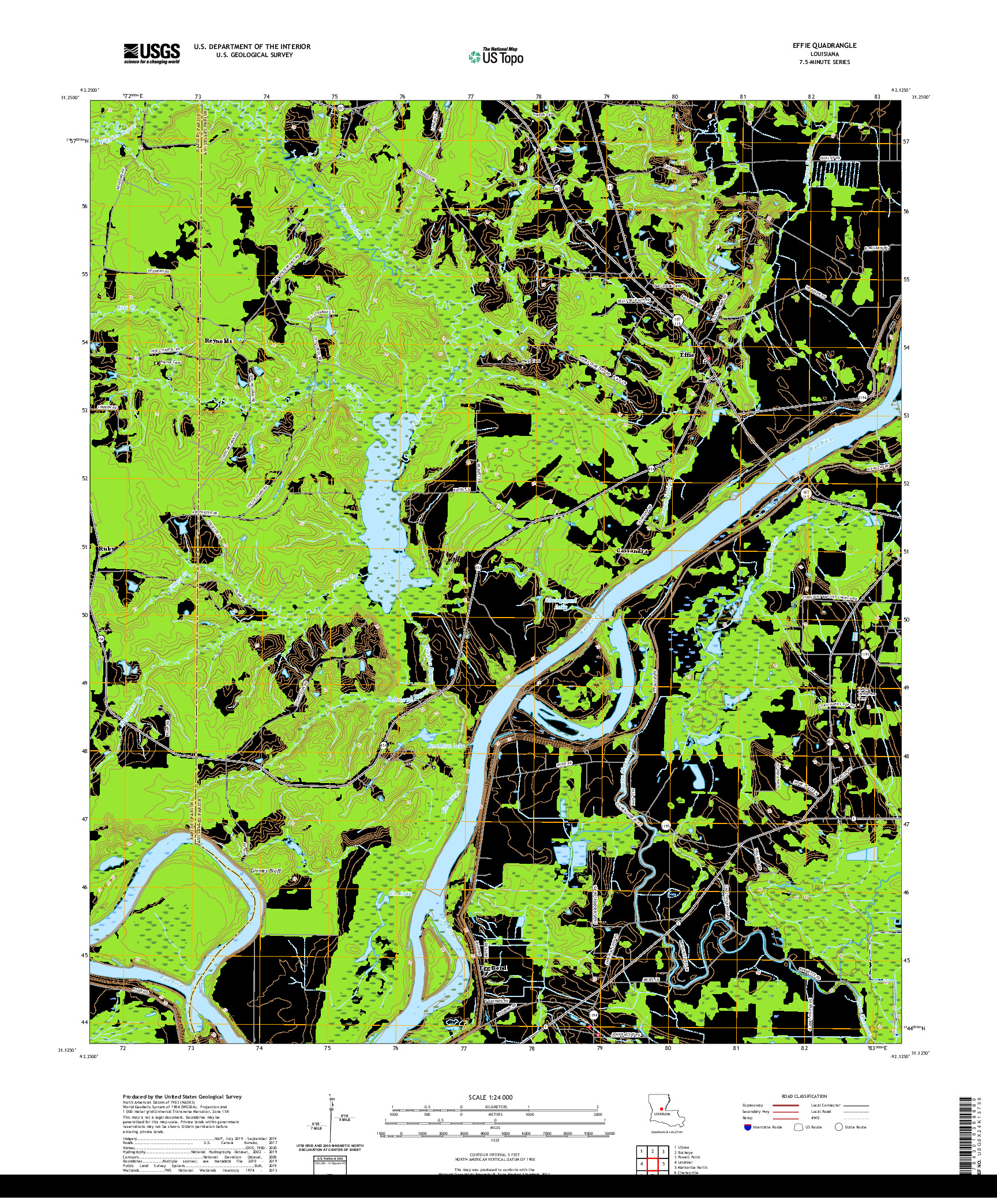 USGS US TOPO 7.5-MINUTE MAP FOR EFFIE, LA 2020