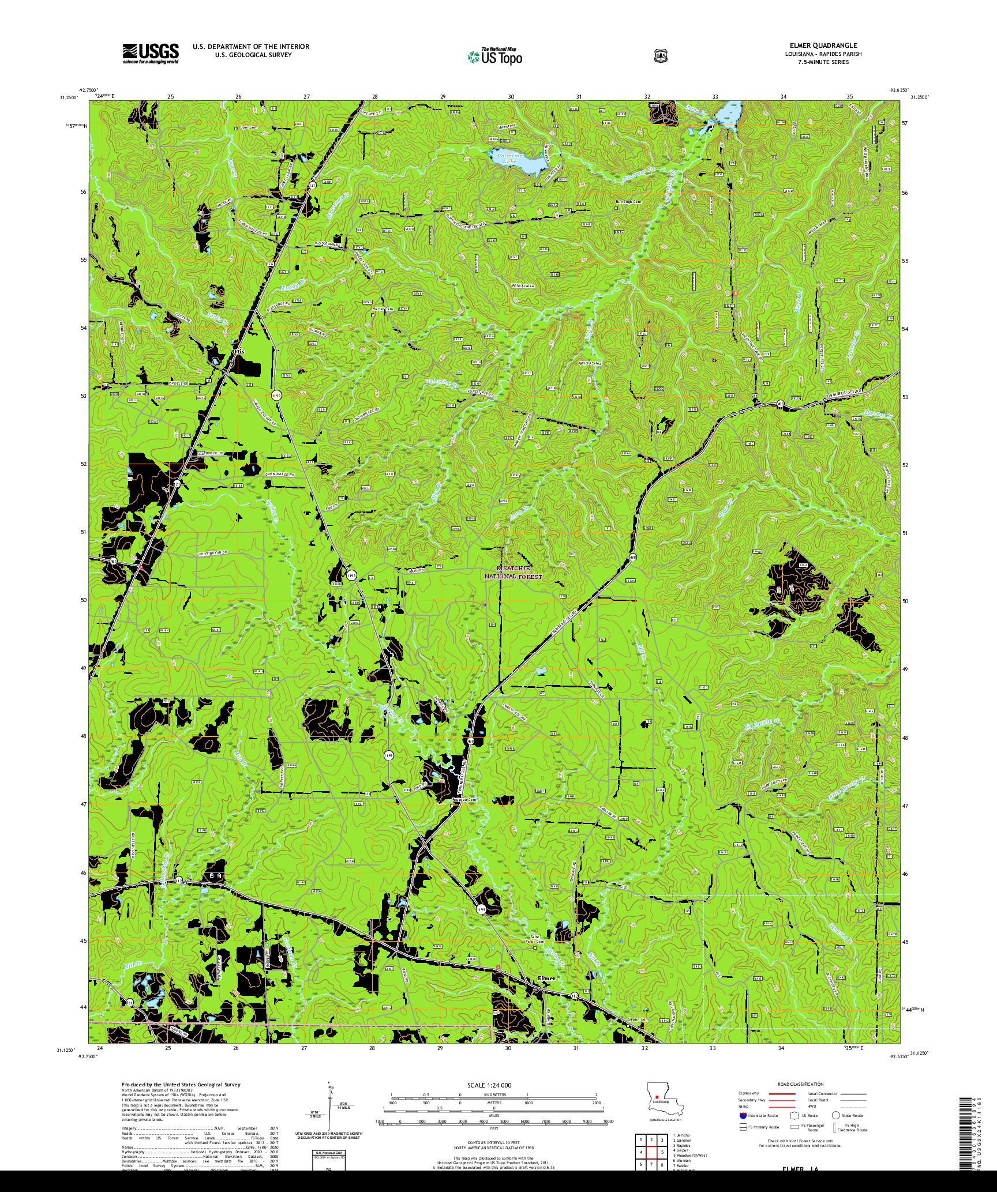 USGS US TOPO 7.5-MINUTE MAP FOR ELMER, LA 2020