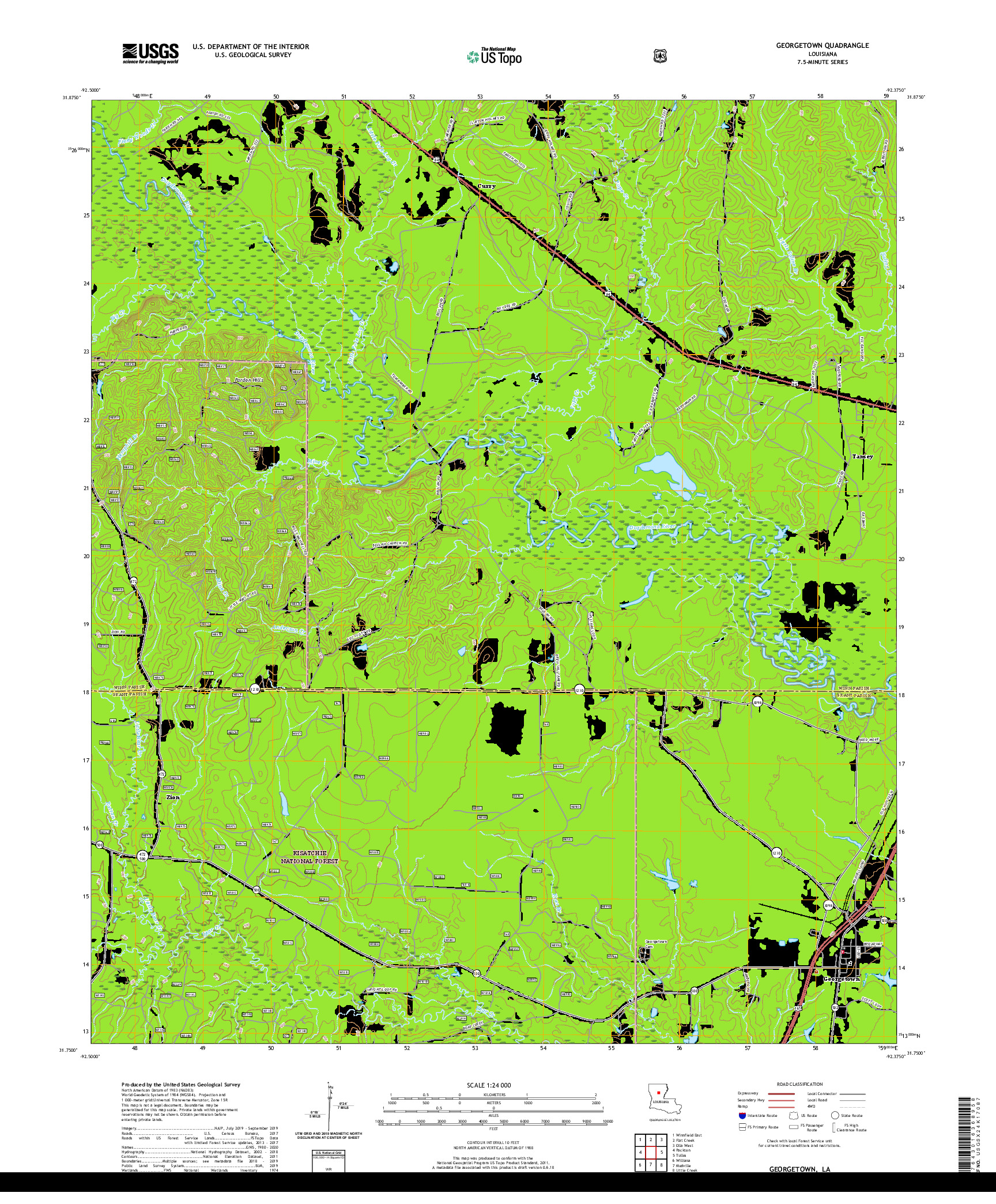 USGS US TOPO 7.5-MINUTE MAP FOR GEORGETOWN, LA 2020