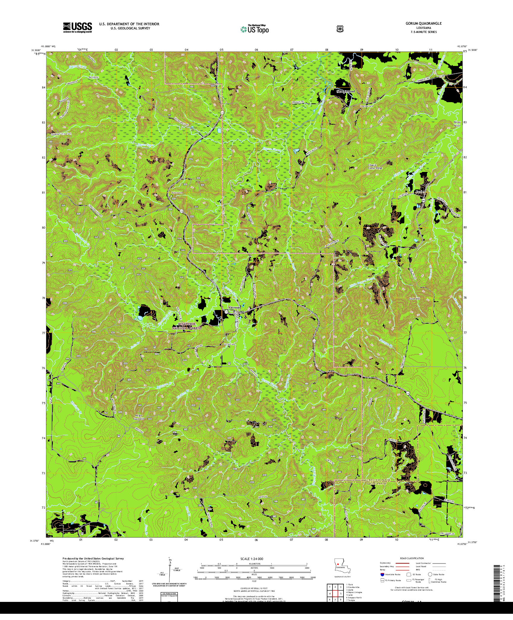 USGS US TOPO 7.5-MINUTE MAP FOR GORUM, LA 2020