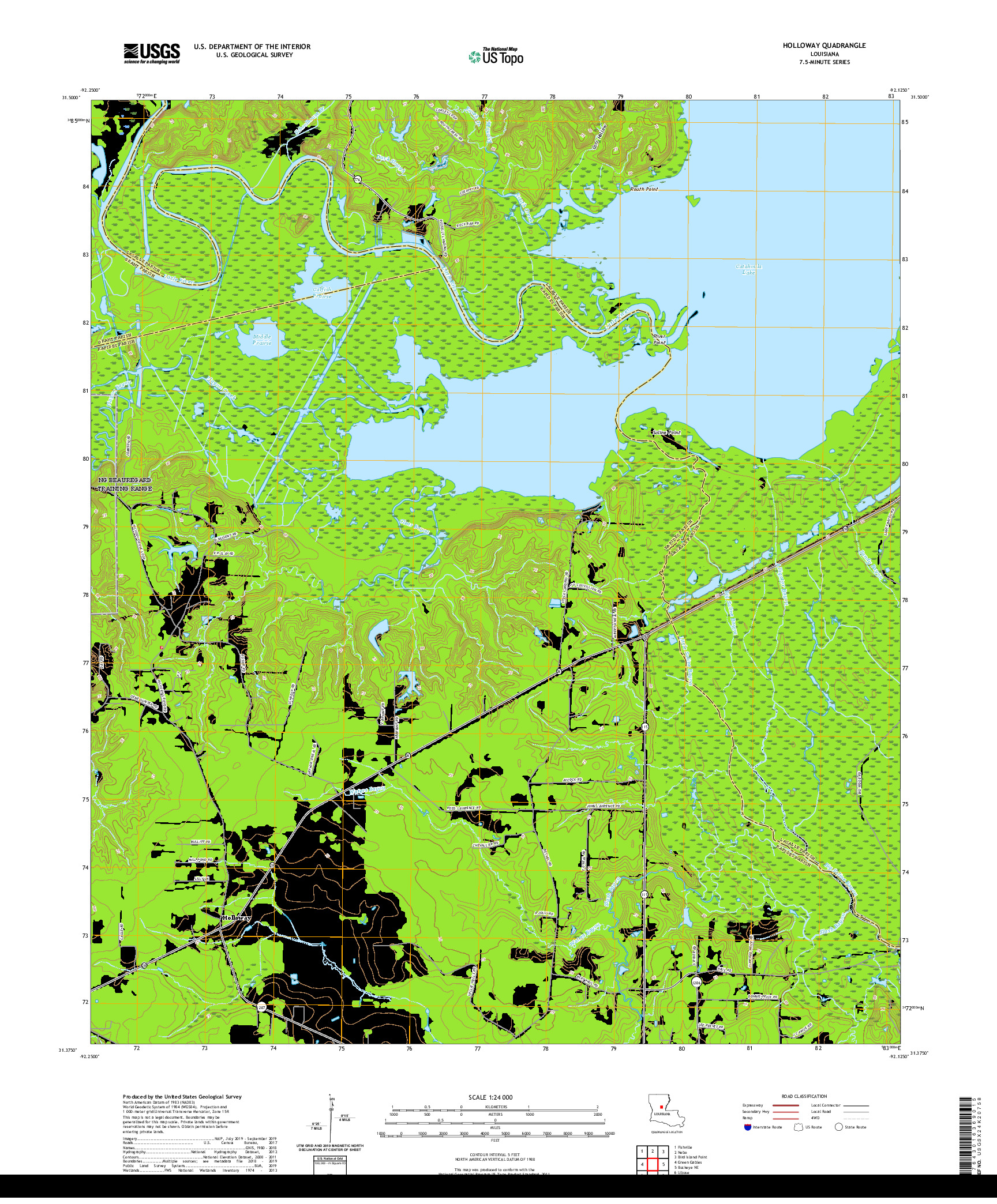 USGS US TOPO 7.5-MINUTE MAP FOR HOLLOWAY, LA 2020