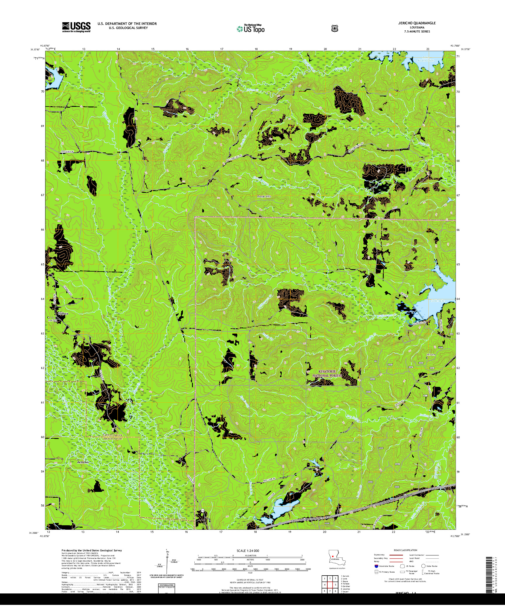 USGS US TOPO 7.5-MINUTE MAP FOR JERICHO, LA 2020