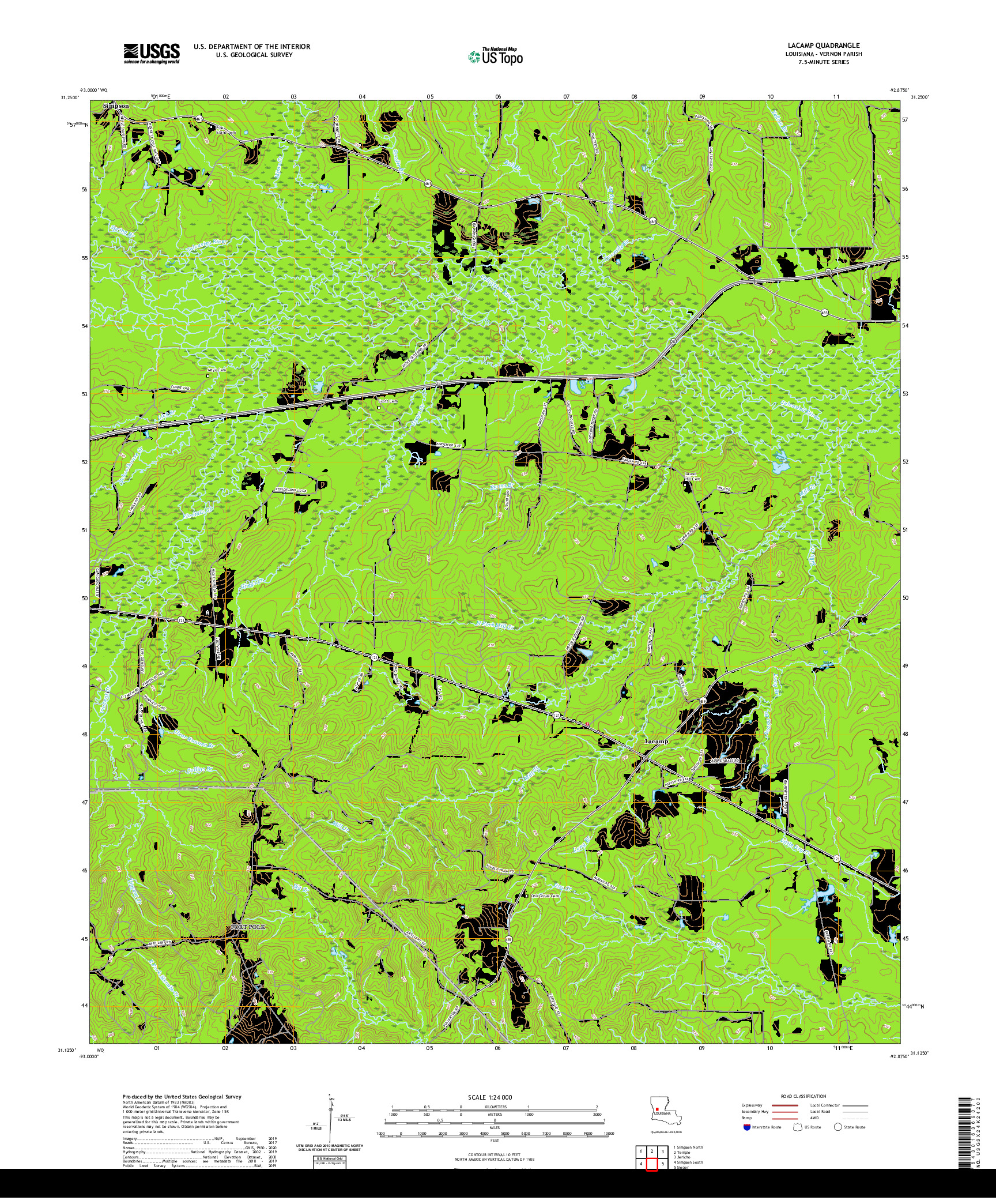 USGS US TOPO 7.5-MINUTE MAP FOR LACAMP, LA 2020