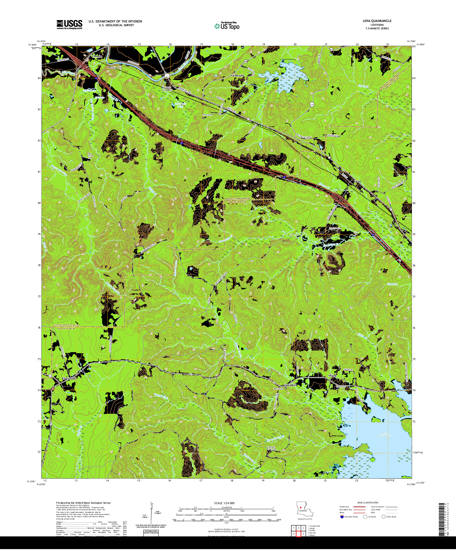 USGS US TOPO 7.5-MINUTE MAP FOR LENA, LA 2020