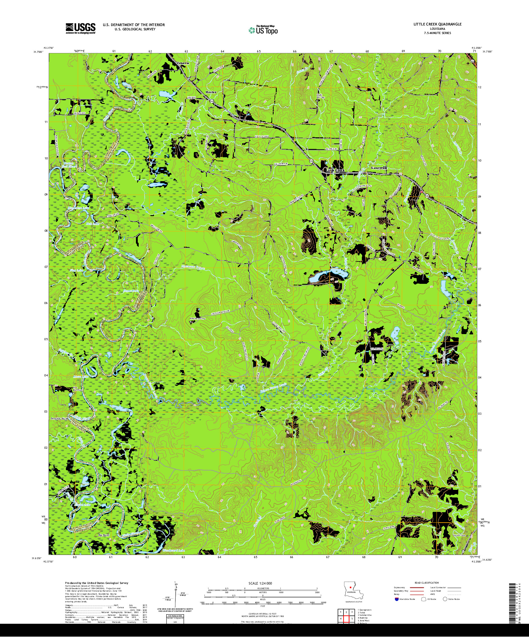 USGS US TOPO 7.5-MINUTE MAP FOR LITTLE CREEK, LA 2020