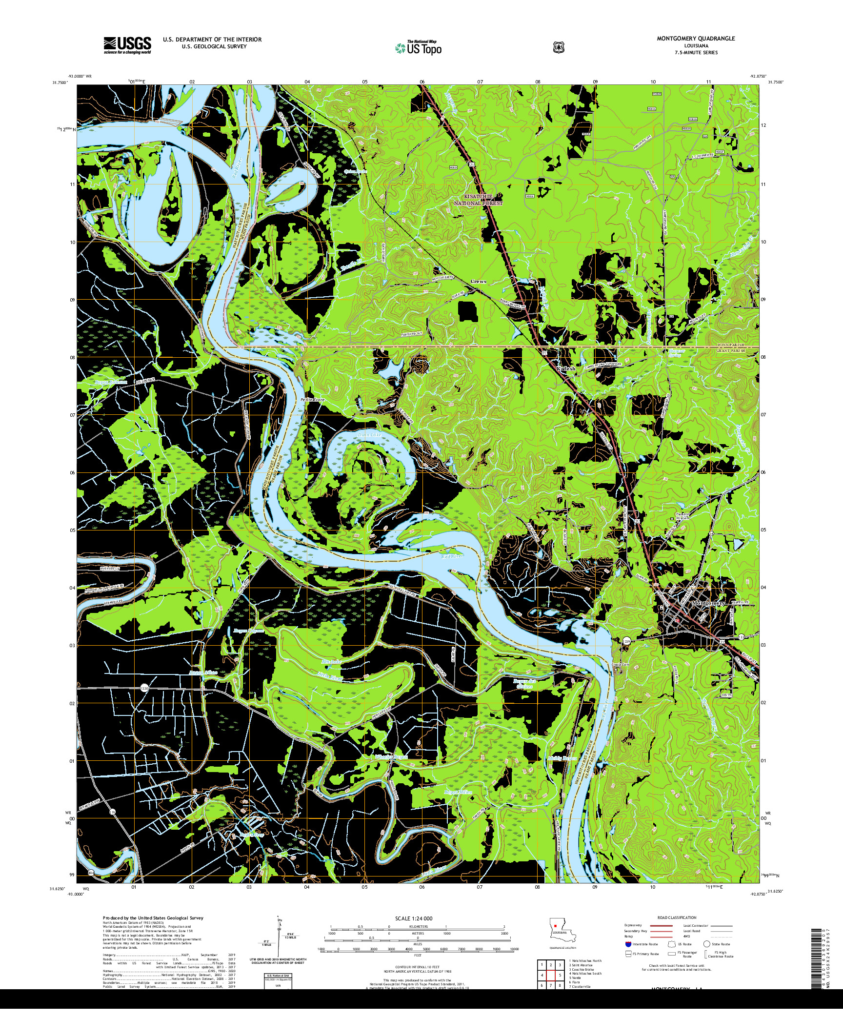 USGS US TOPO 7.5-MINUTE MAP FOR MONTGOMERY, LA 2020
