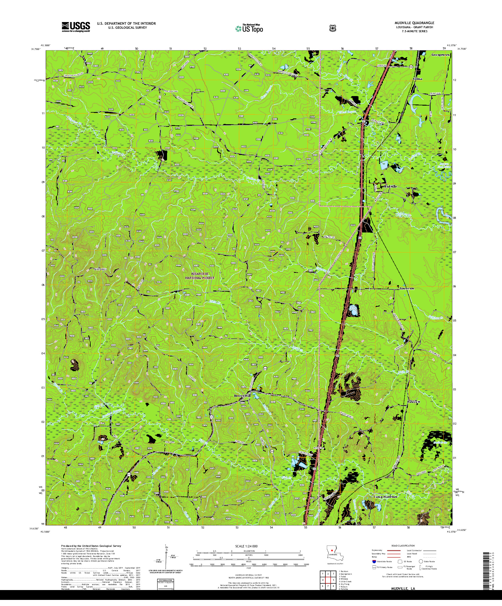 USGS US TOPO 7.5-MINUTE MAP FOR MUDVILLE, LA 2020