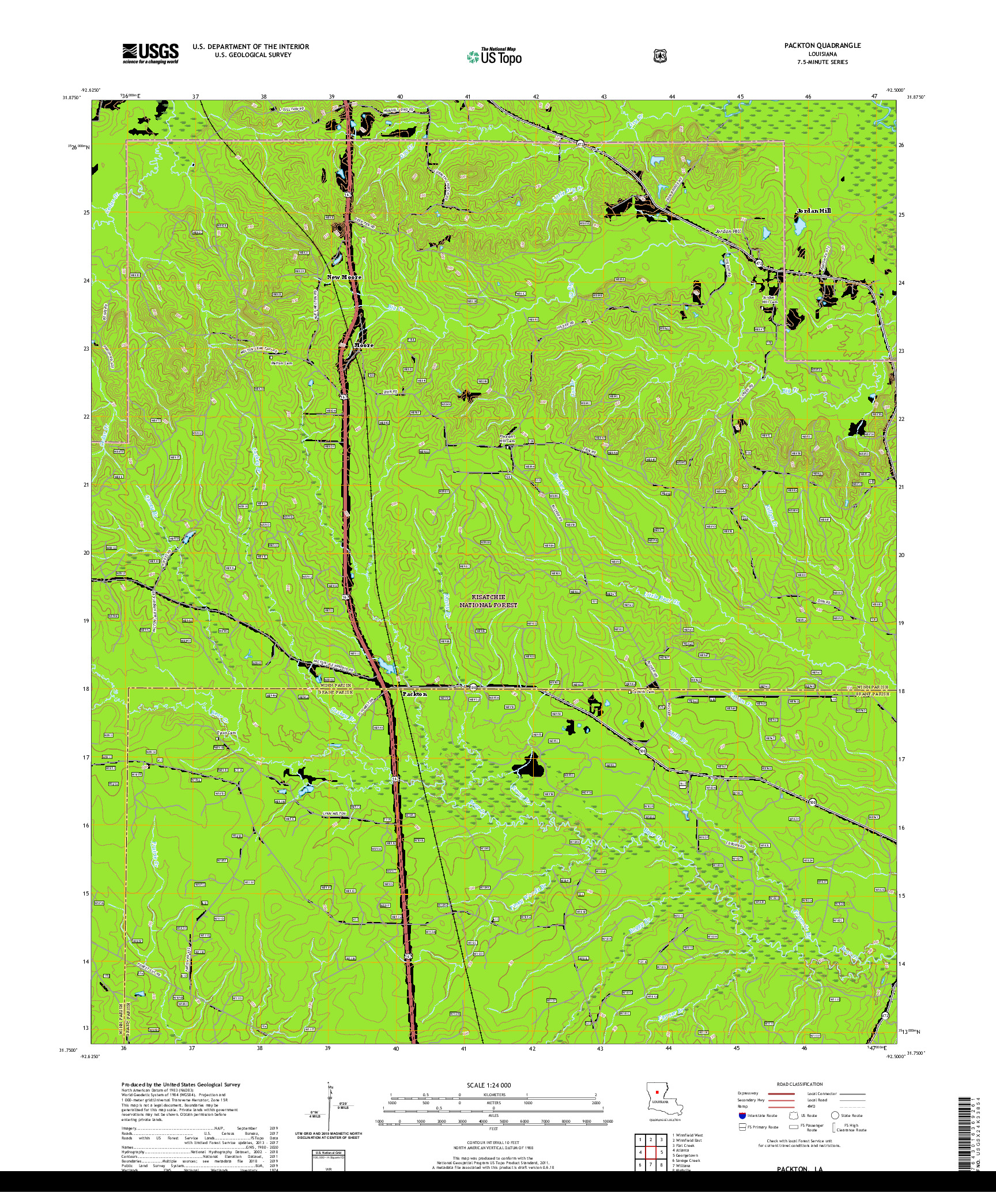 USGS US TOPO 7.5-MINUTE MAP FOR PACKTON, LA 2020