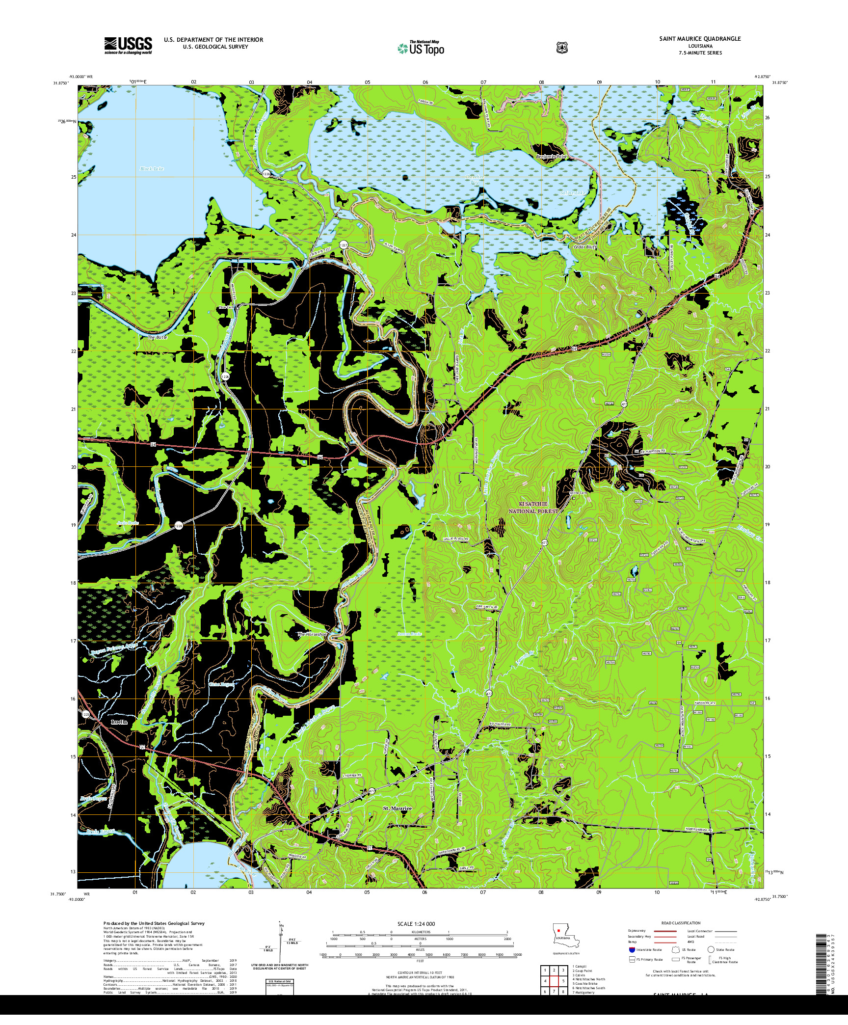 USGS US TOPO 7.5-MINUTE MAP FOR SAINT MAURICE, LA 2020