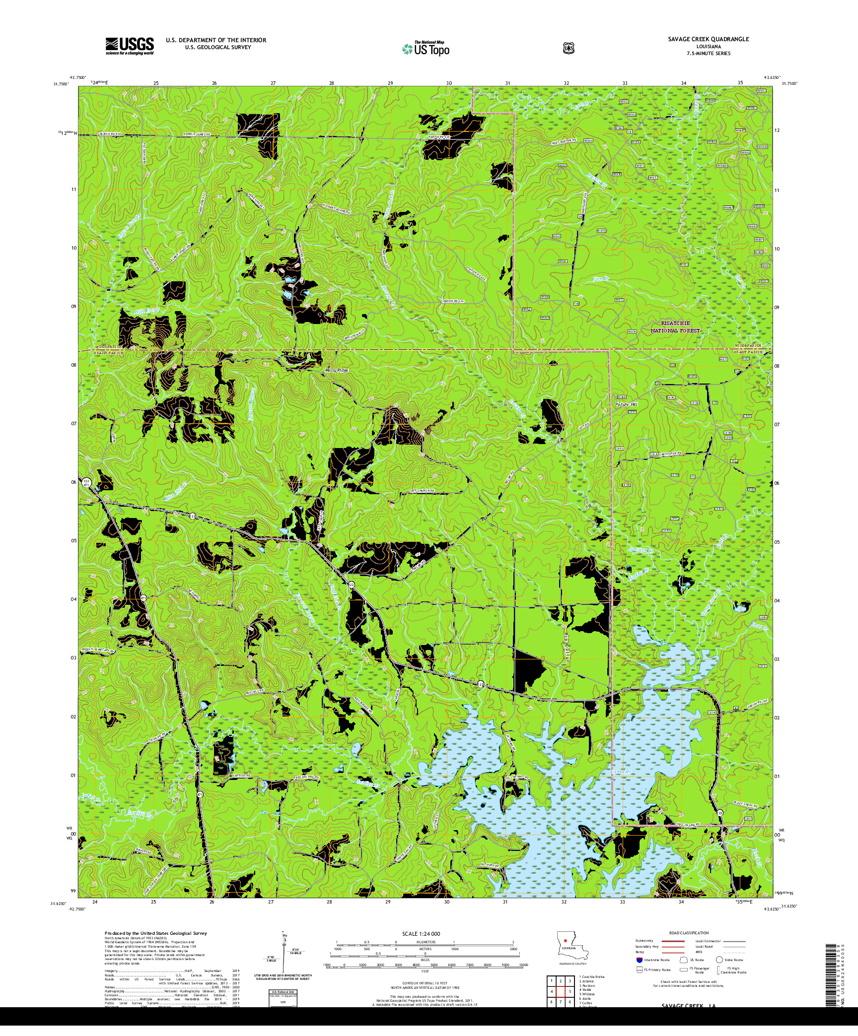 USGS US TOPO 7.5-MINUTE MAP FOR SAVAGE CREEK, LA 2020