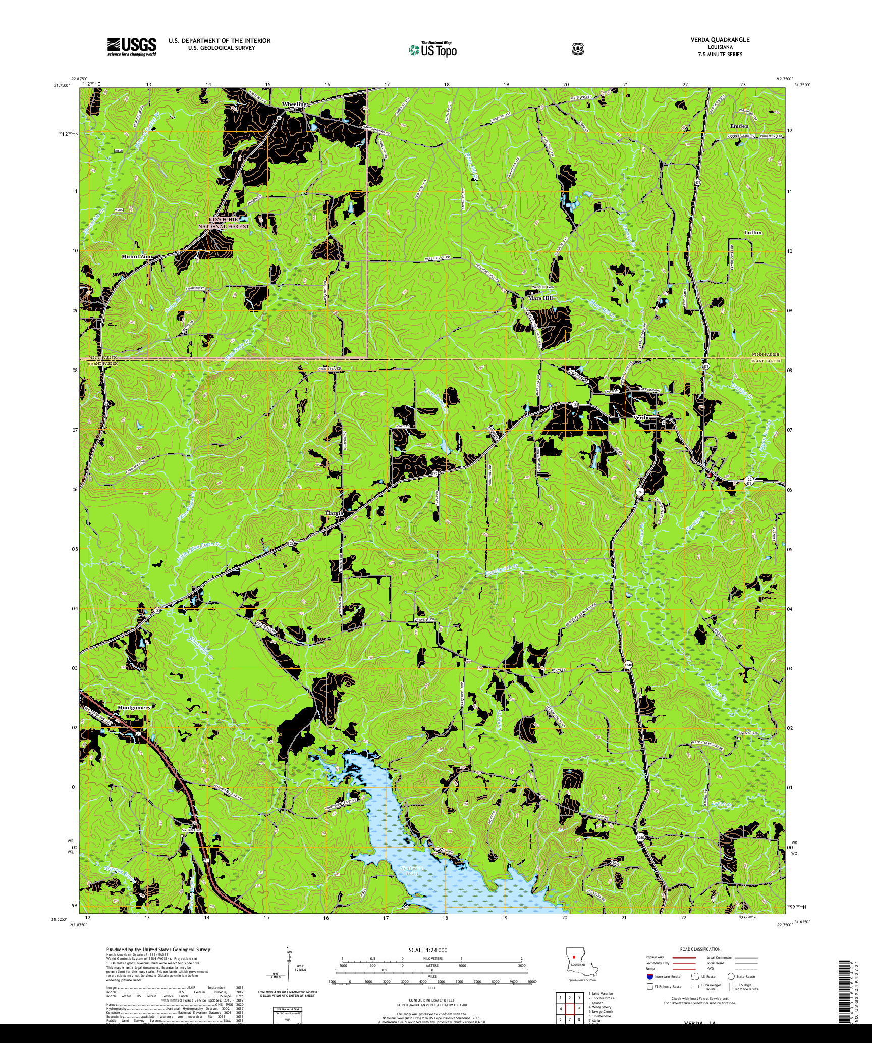 USGS US TOPO 7.5-MINUTE MAP FOR VERDA, LA 2020