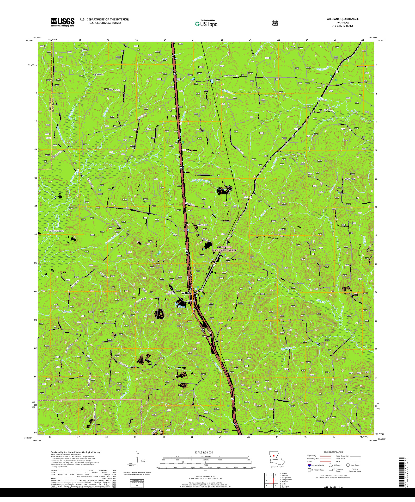 USGS US TOPO 7.5-MINUTE MAP FOR WILLIANA, LA 2020