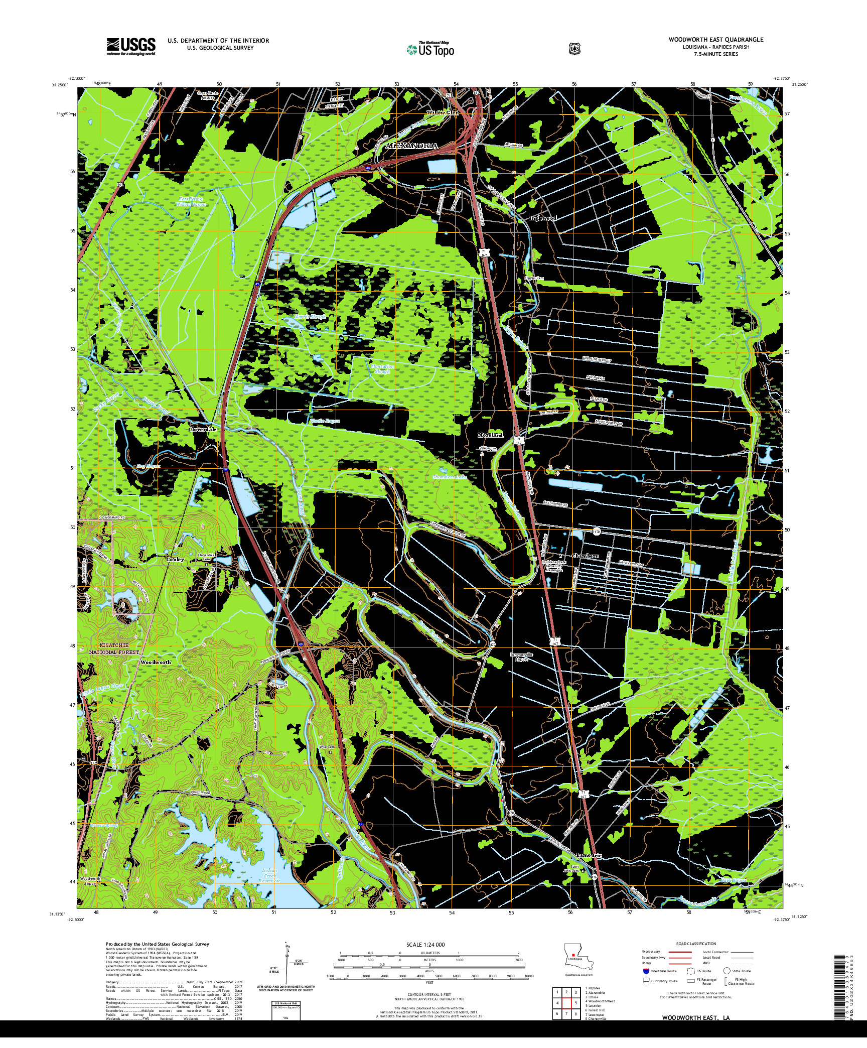 USGS US TOPO 7.5-MINUTE MAP FOR WOODWORTH EAST, LA 2020