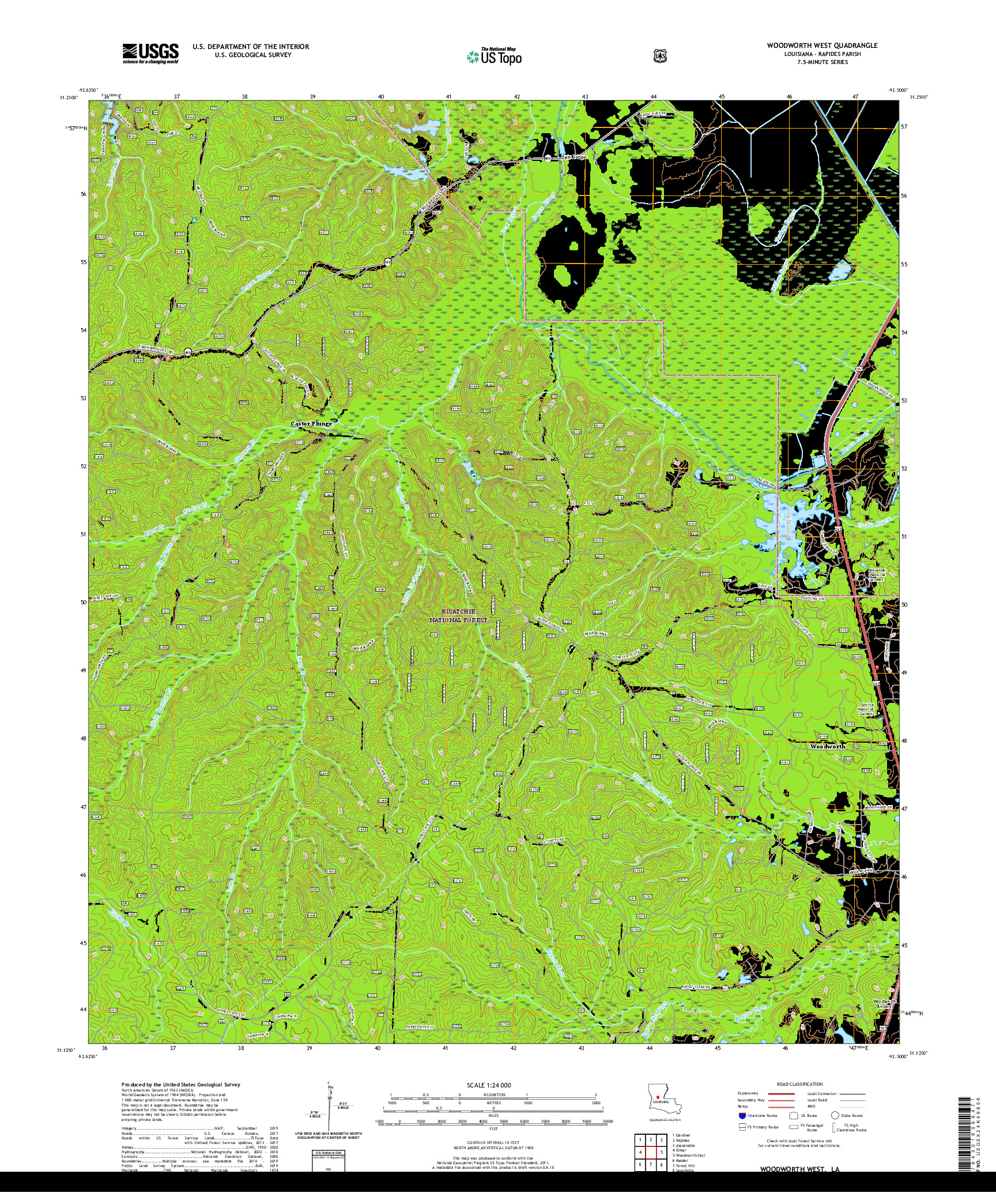 USGS US TOPO 7.5-MINUTE MAP FOR WOODWORTH WEST, LA 2020
