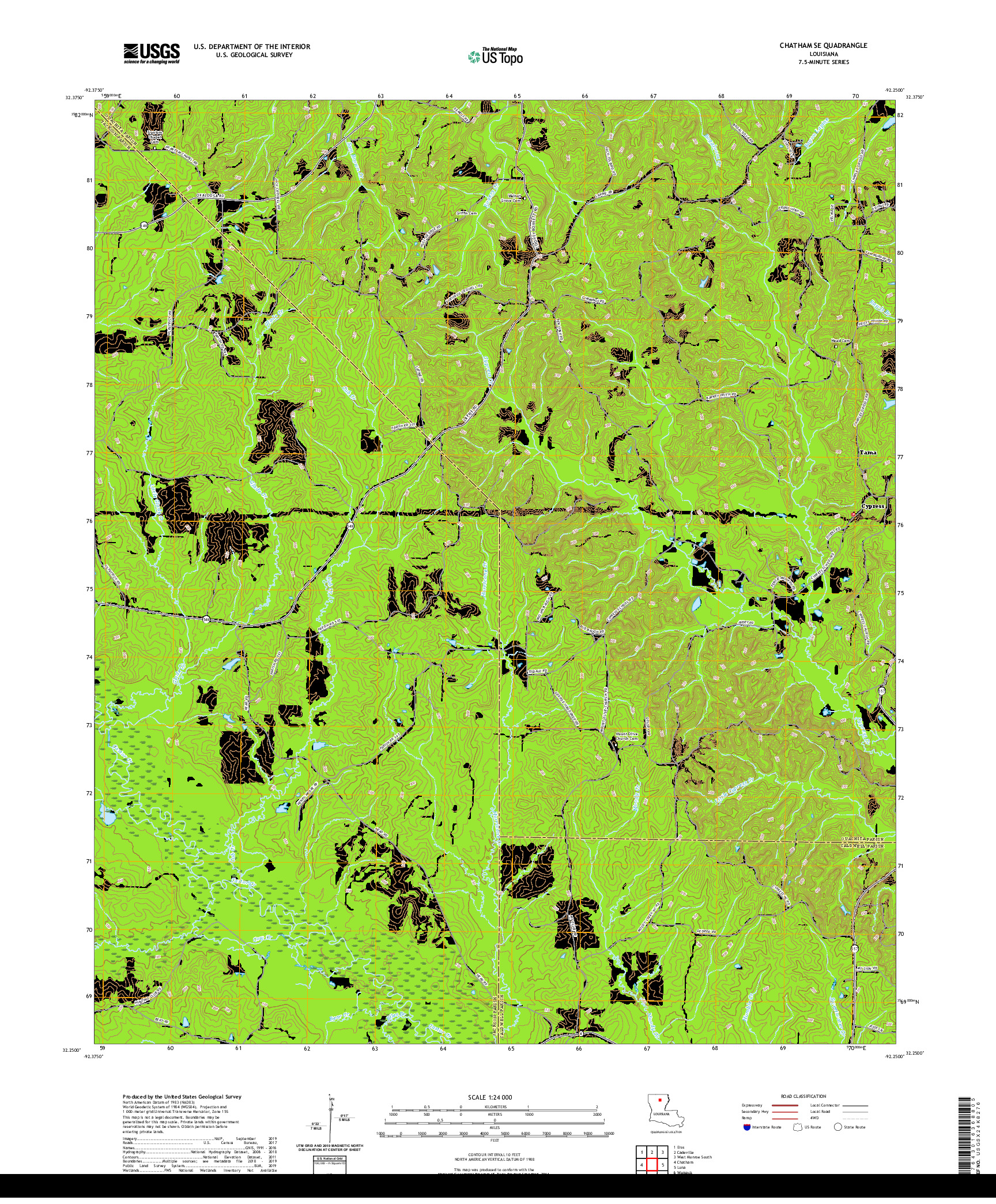 USGS US TOPO 7.5-MINUTE MAP FOR CHATHAM SE, LA 2020