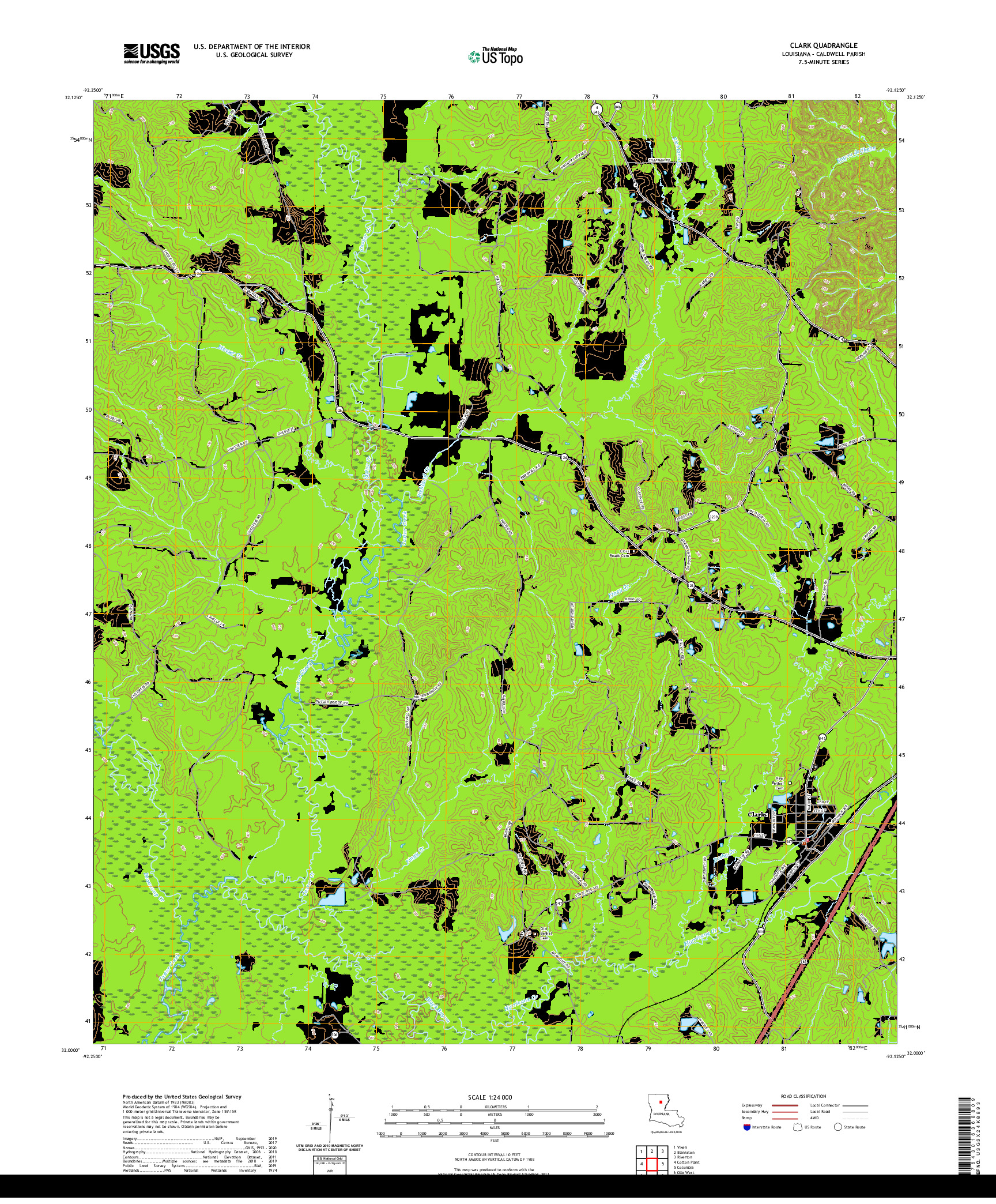 USGS US TOPO 7.5-MINUTE MAP FOR CLARK, LA 2020