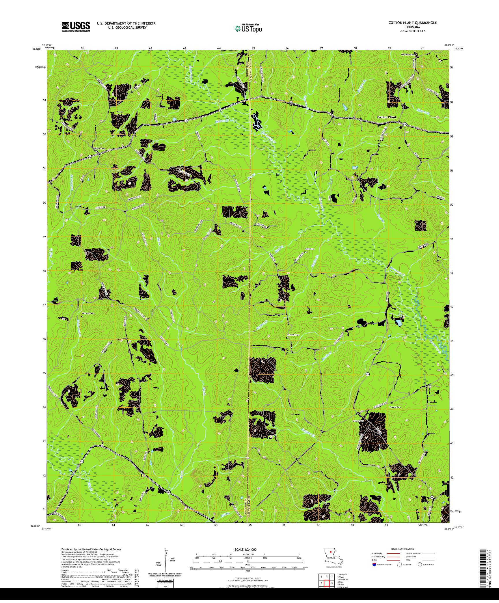 USGS US TOPO 7.5-MINUTE MAP FOR COTTON PLANT, LA 2020