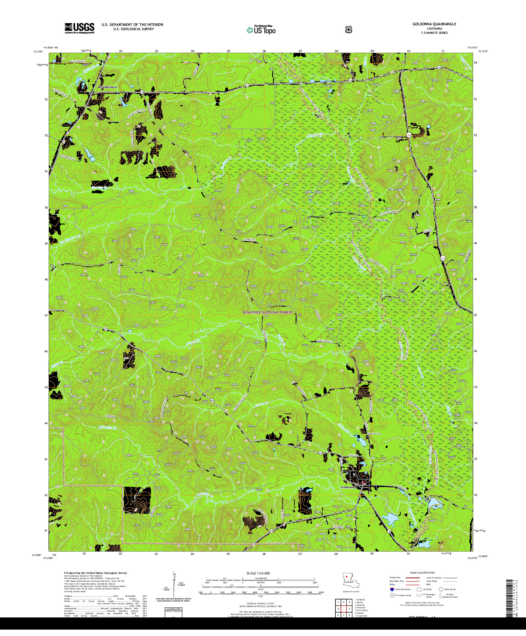 USGS US TOPO 7.5-MINUTE MAP FOR GOLDONNA, LA 2020