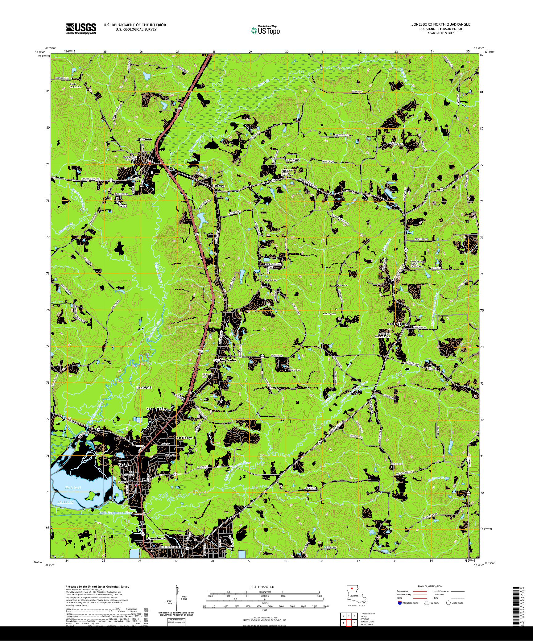 USGS US TOPO 7.5-MINUTE MAP FOR JONESBORO NORTH, LA 2020