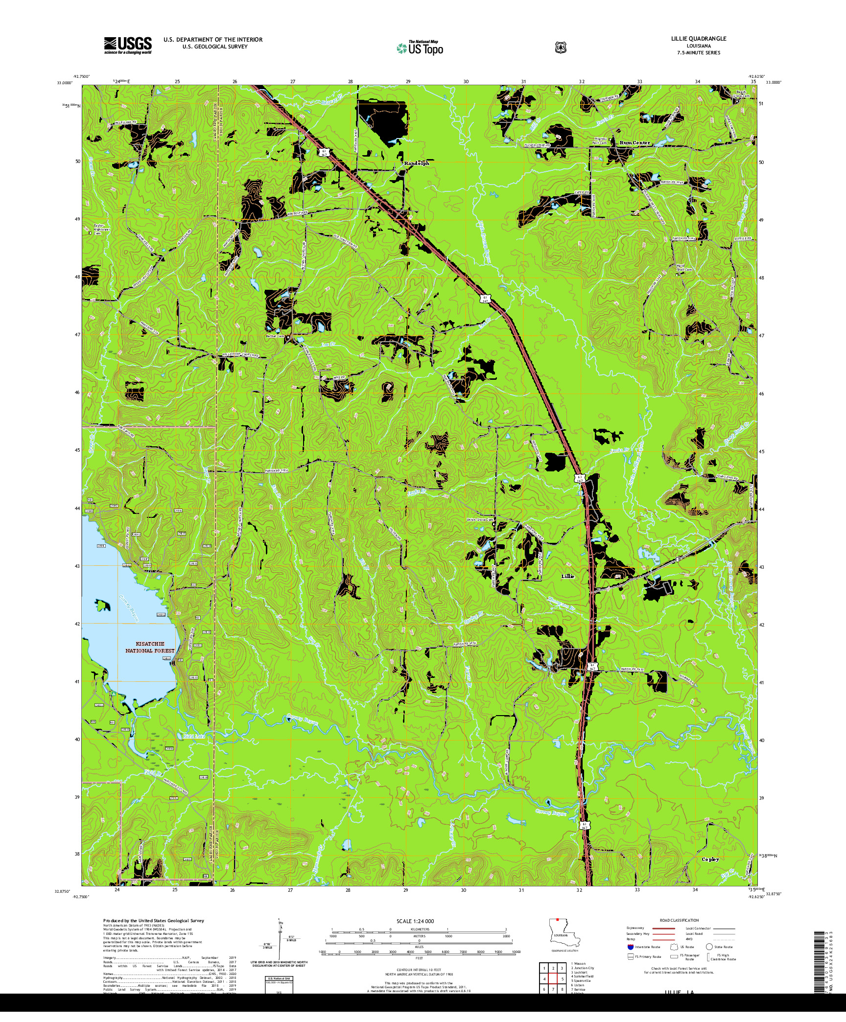 USGS US TOPO 7.5-MINUTE MAP FOR LILLIE, LA 2020