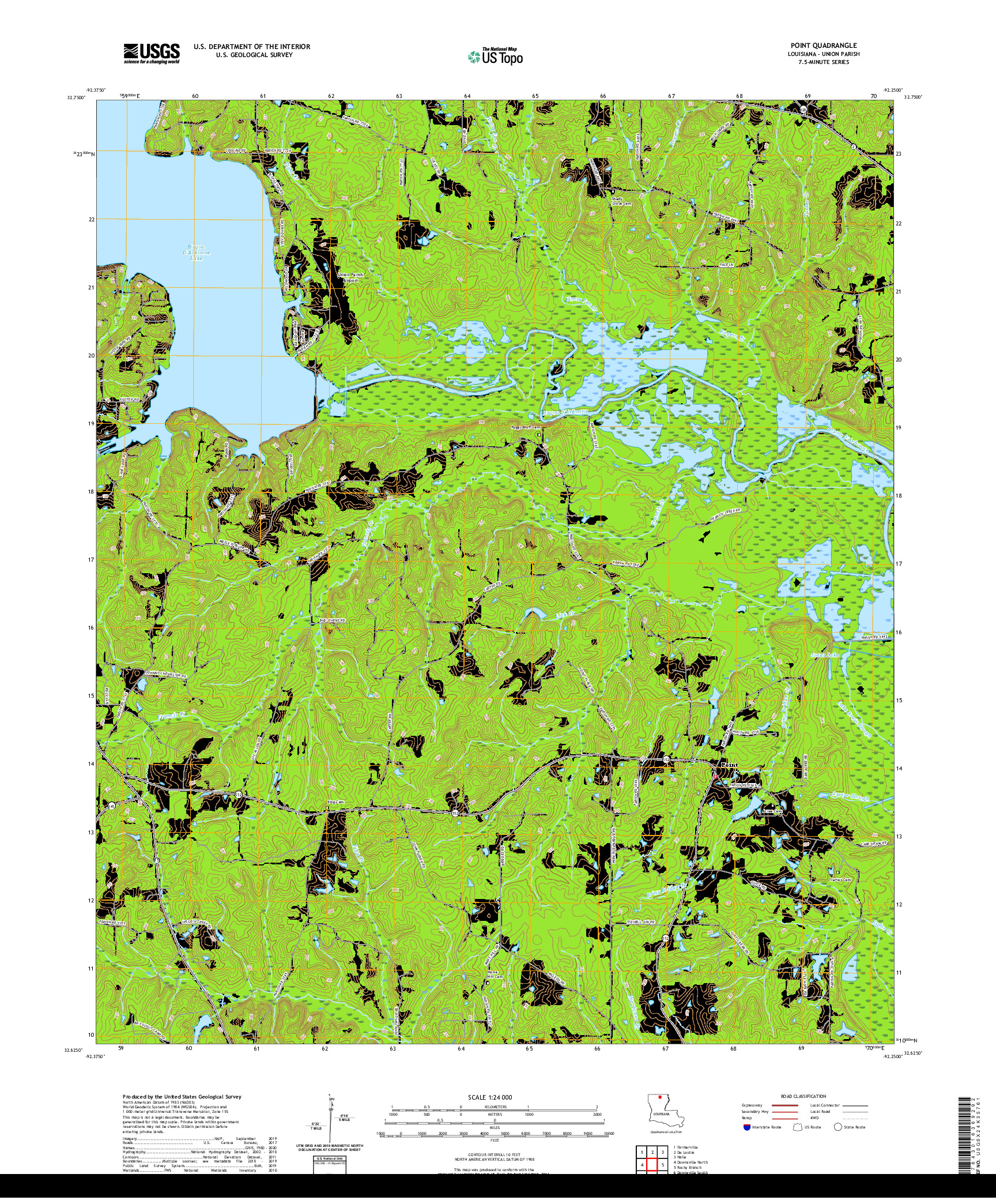 USGS US TOPO 7.5-MINUTE MAP FOR POINT, LA 2020