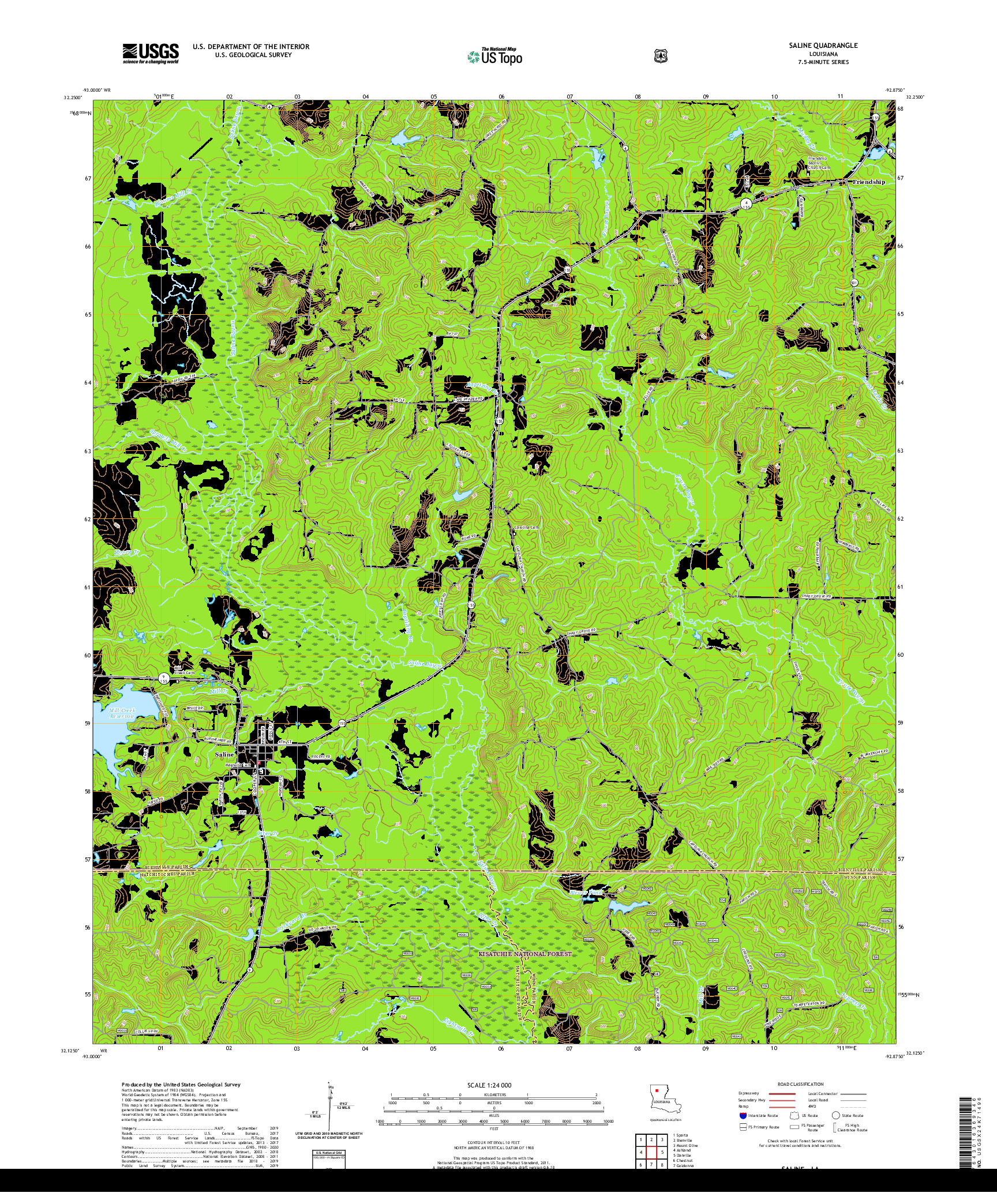 USGS US TOPO 7.5-MINUTE MAP FOR SALINE, LA 2020