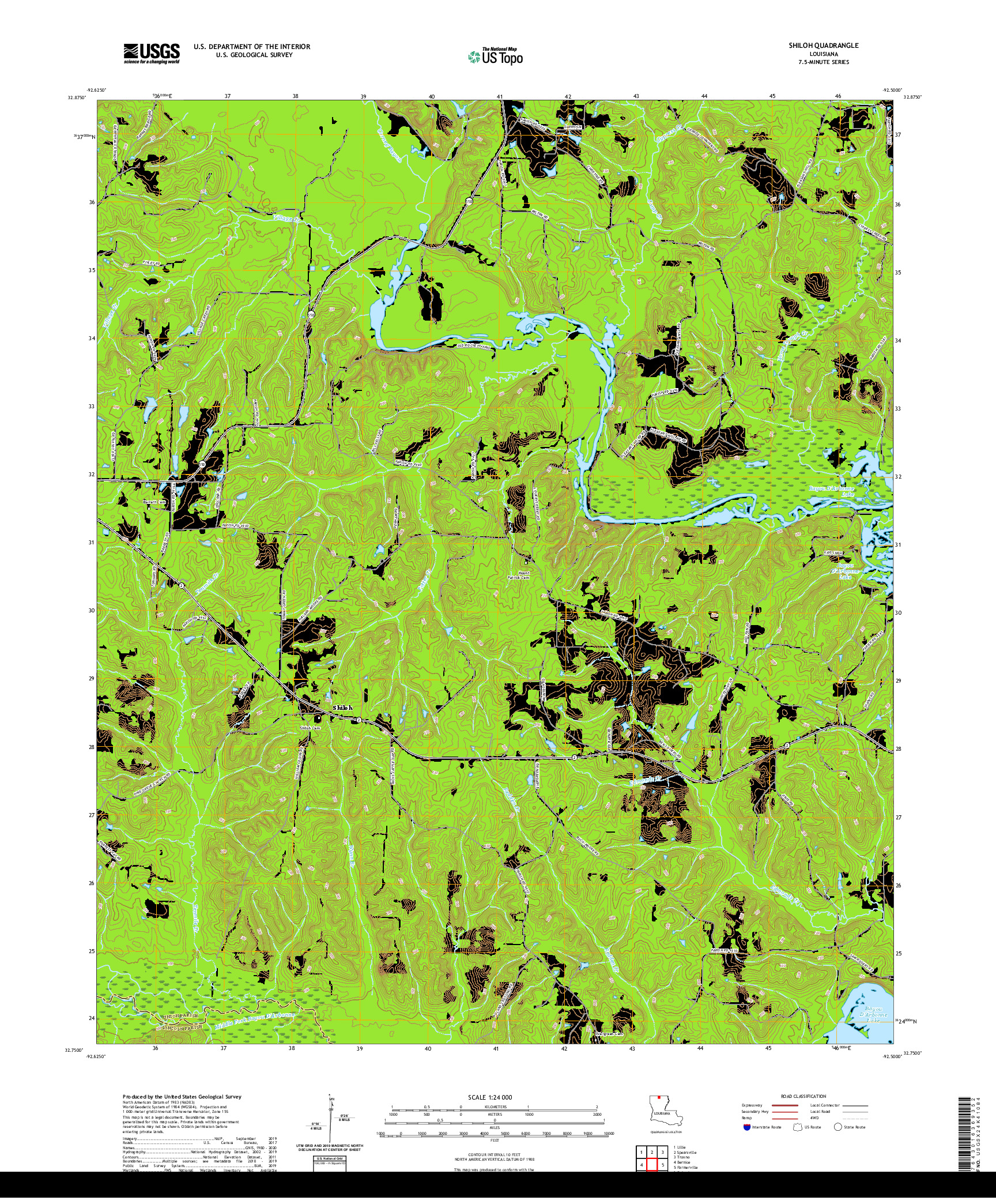 USGS US TOPO 7.5-MINUTE MAP FOR SHILOH, LA 2020