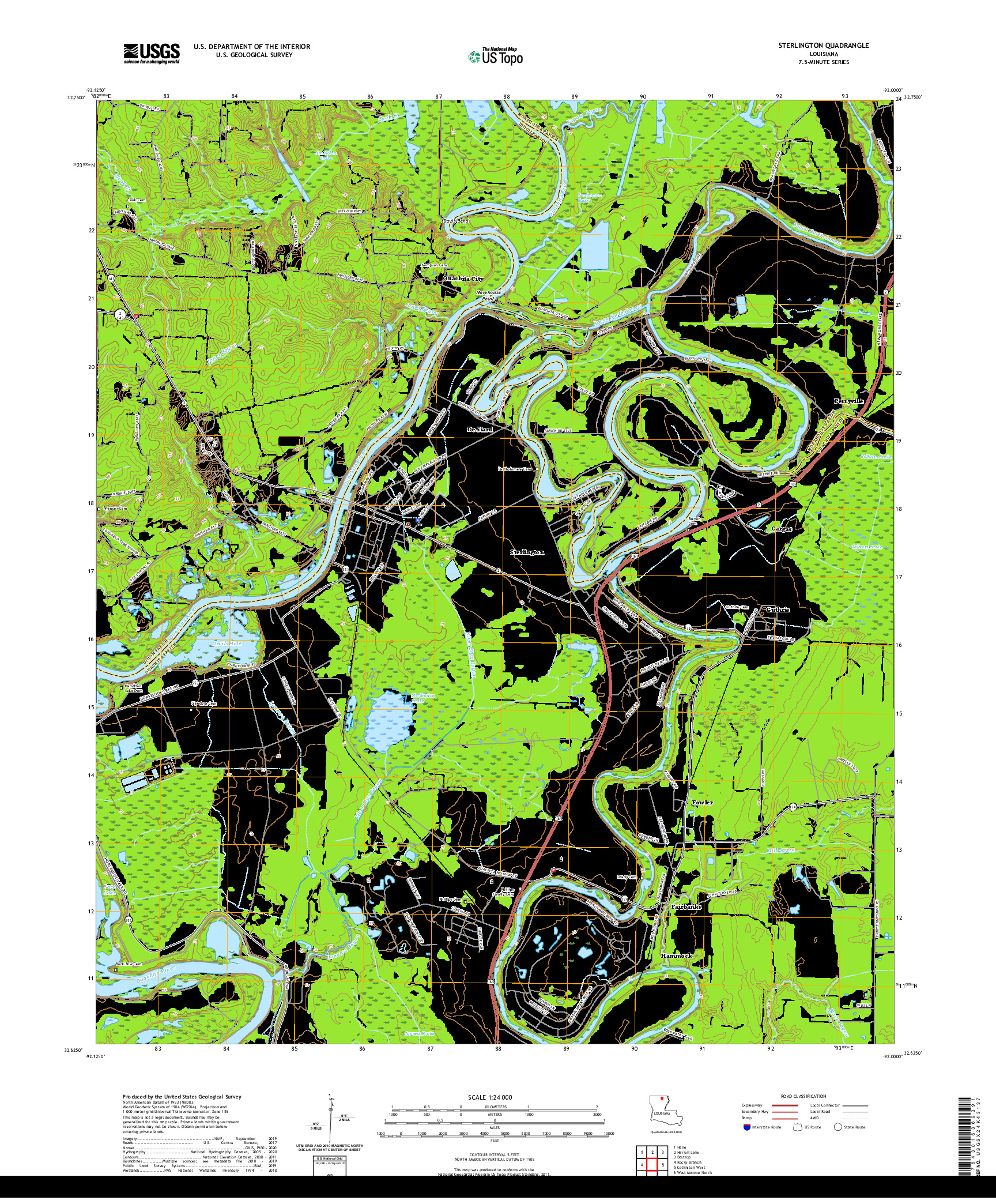 USGS US TOPO 7.5-MINUTE MAP FOR STERLINGTON, LA 2020