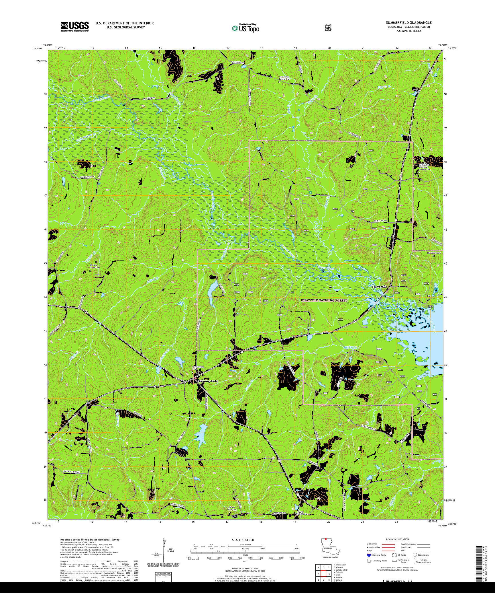 USGS US TOPO 7.5-MINUTE MAP FOR SUMMERFIELD, LA 2020