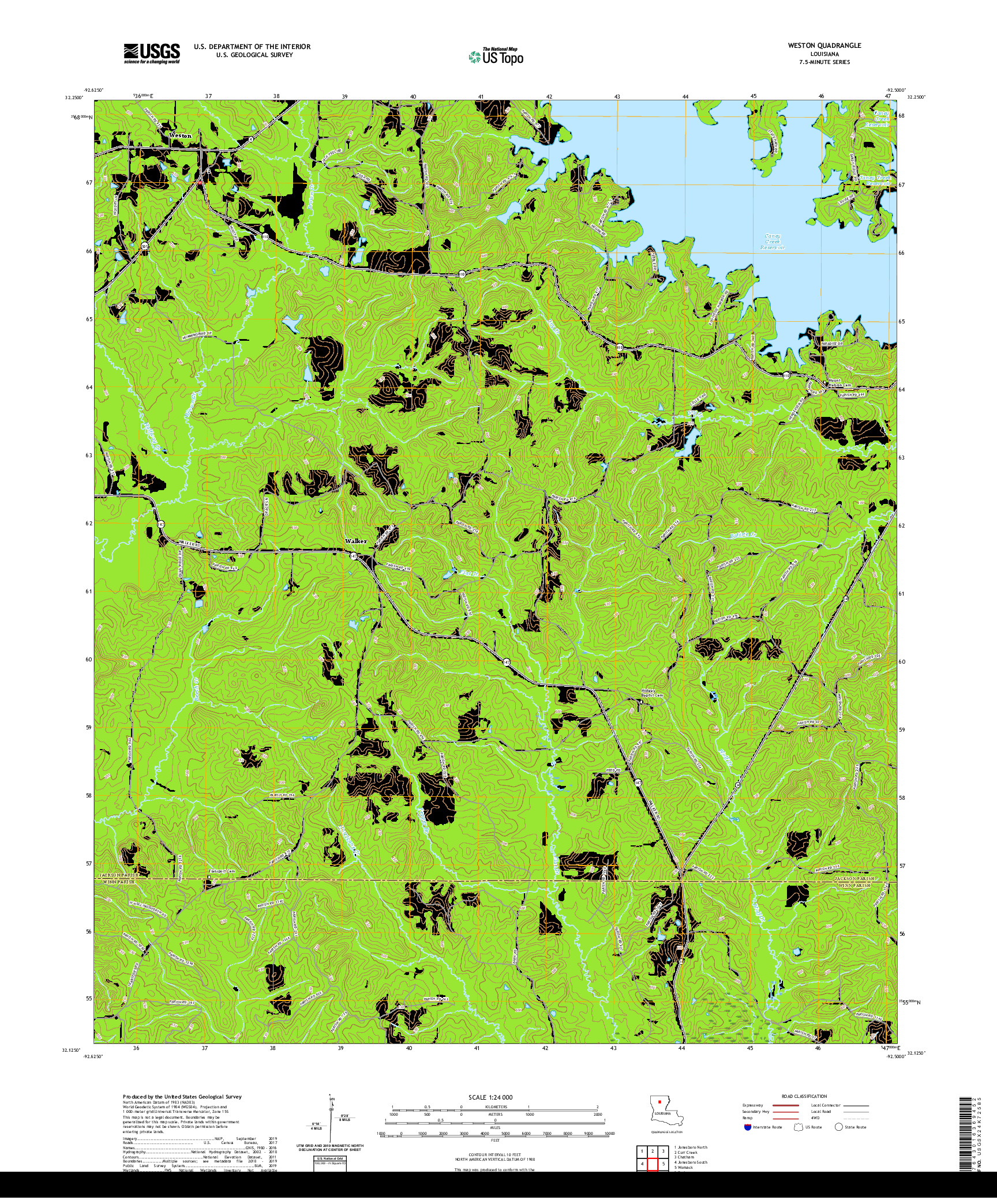 USGS US TOPO 7.5-MINUTE MAP FOR WESTON, LA 2020