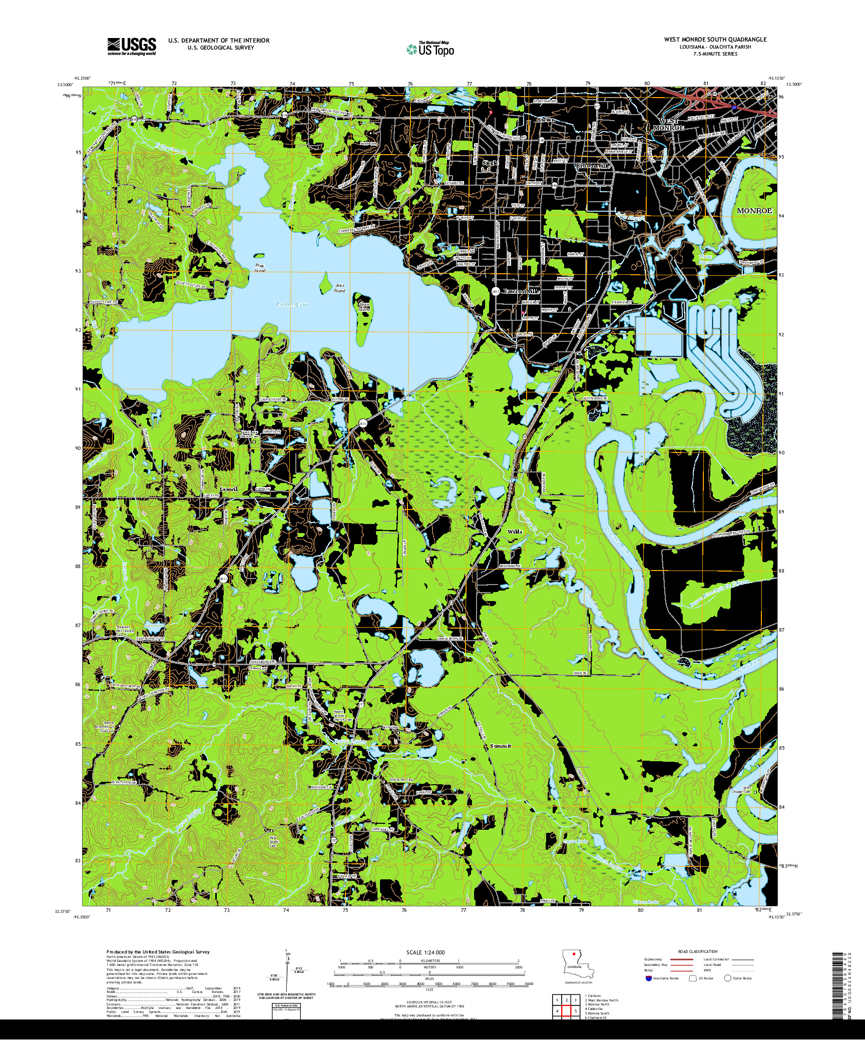 USGS US TOPO 7.5-MINUTE MAP FOR WEST MONROE SOUTH, LA 2020