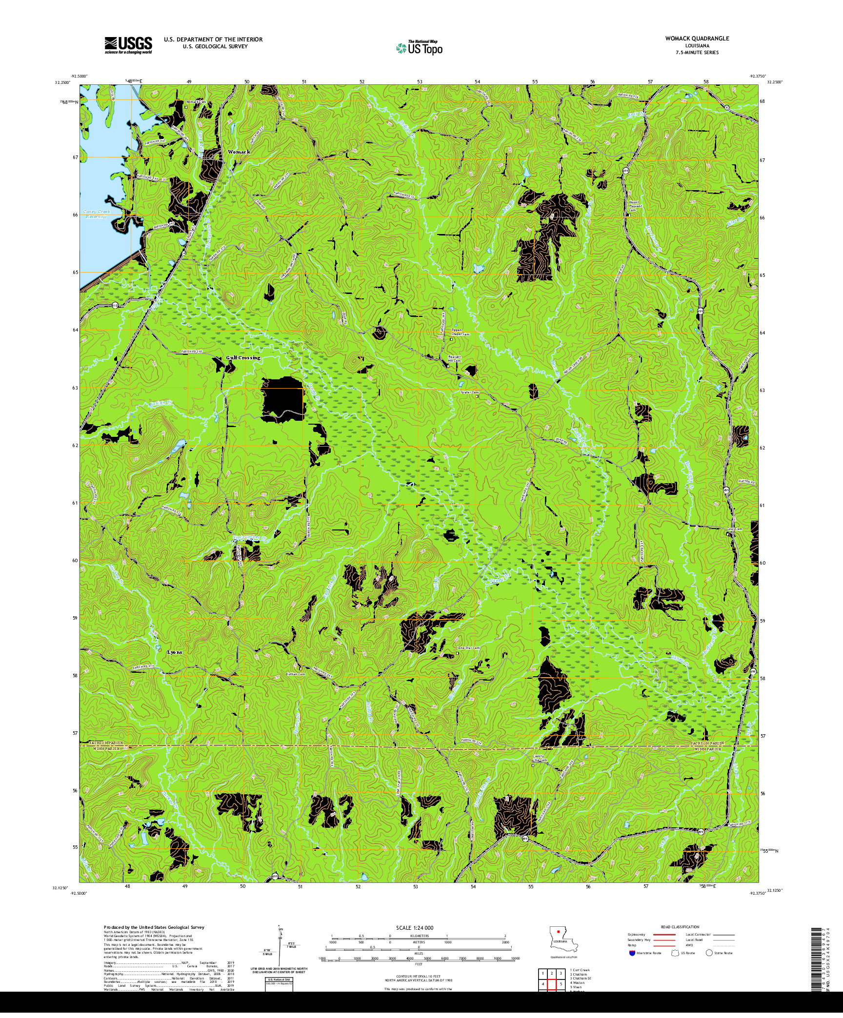 USGS US TOPO 7.5-MINUTE MAP FOR WOMACK, LA 2020