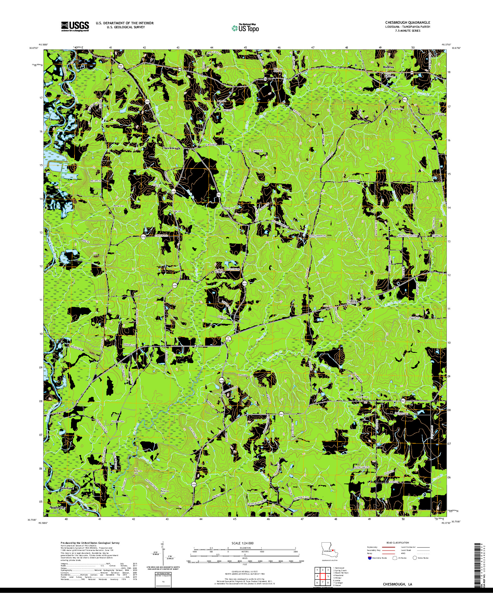 USGS US TOPO 7.5-MINUTE MAP FOR CHESBROUGH, LA 2020