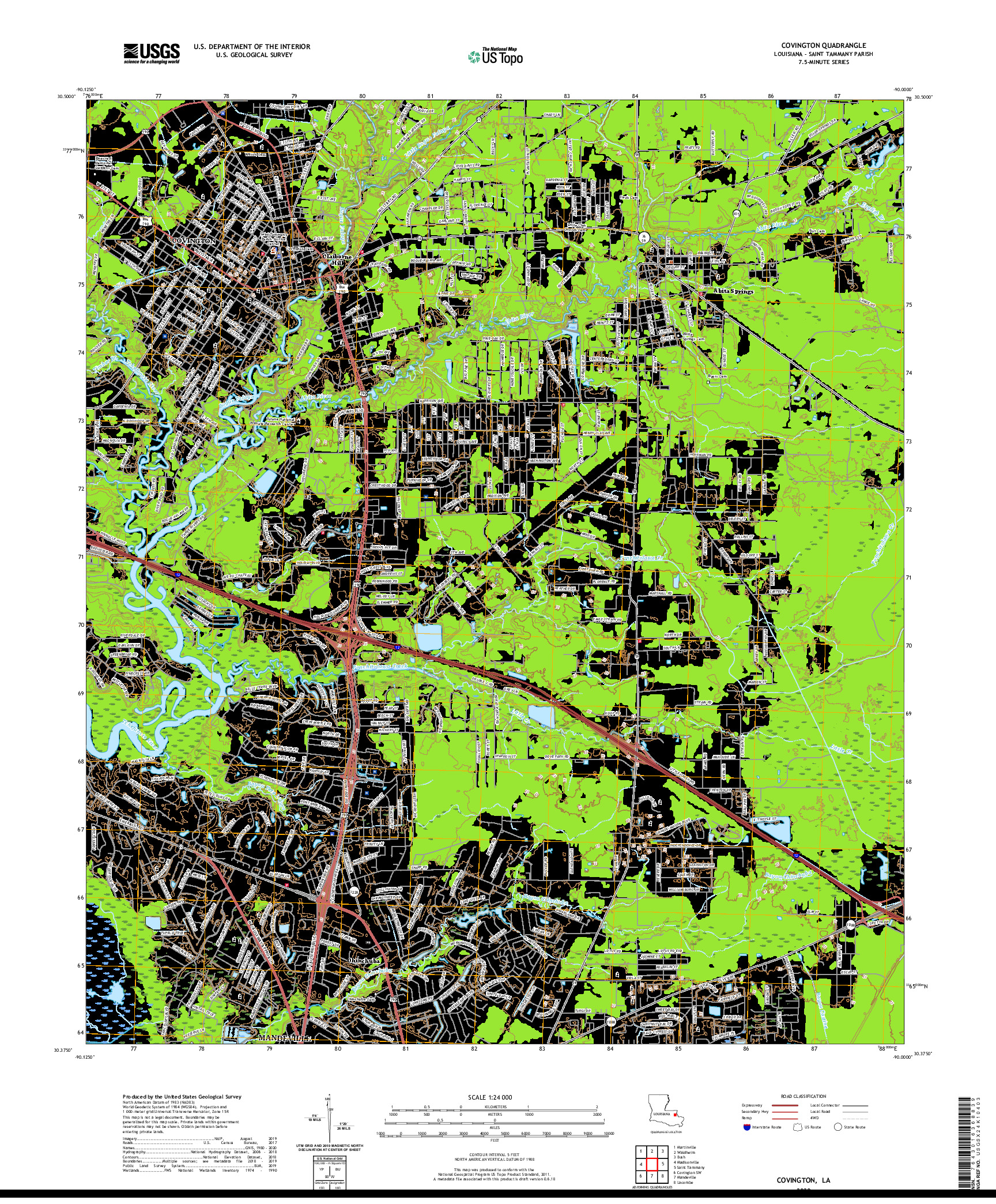 USGS US TOPO 7.5-MINUTE MAP FOR COVINGTON, LA 2020