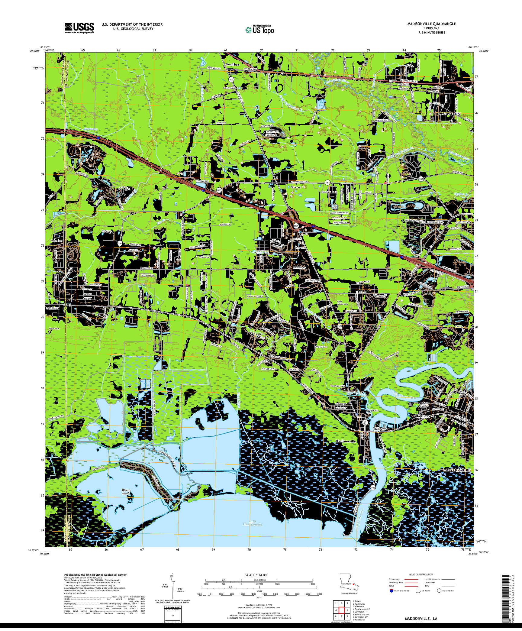 USGS US TOPO 7.5-MINUTE MAP FOR MADISONVILLE, LA 2020