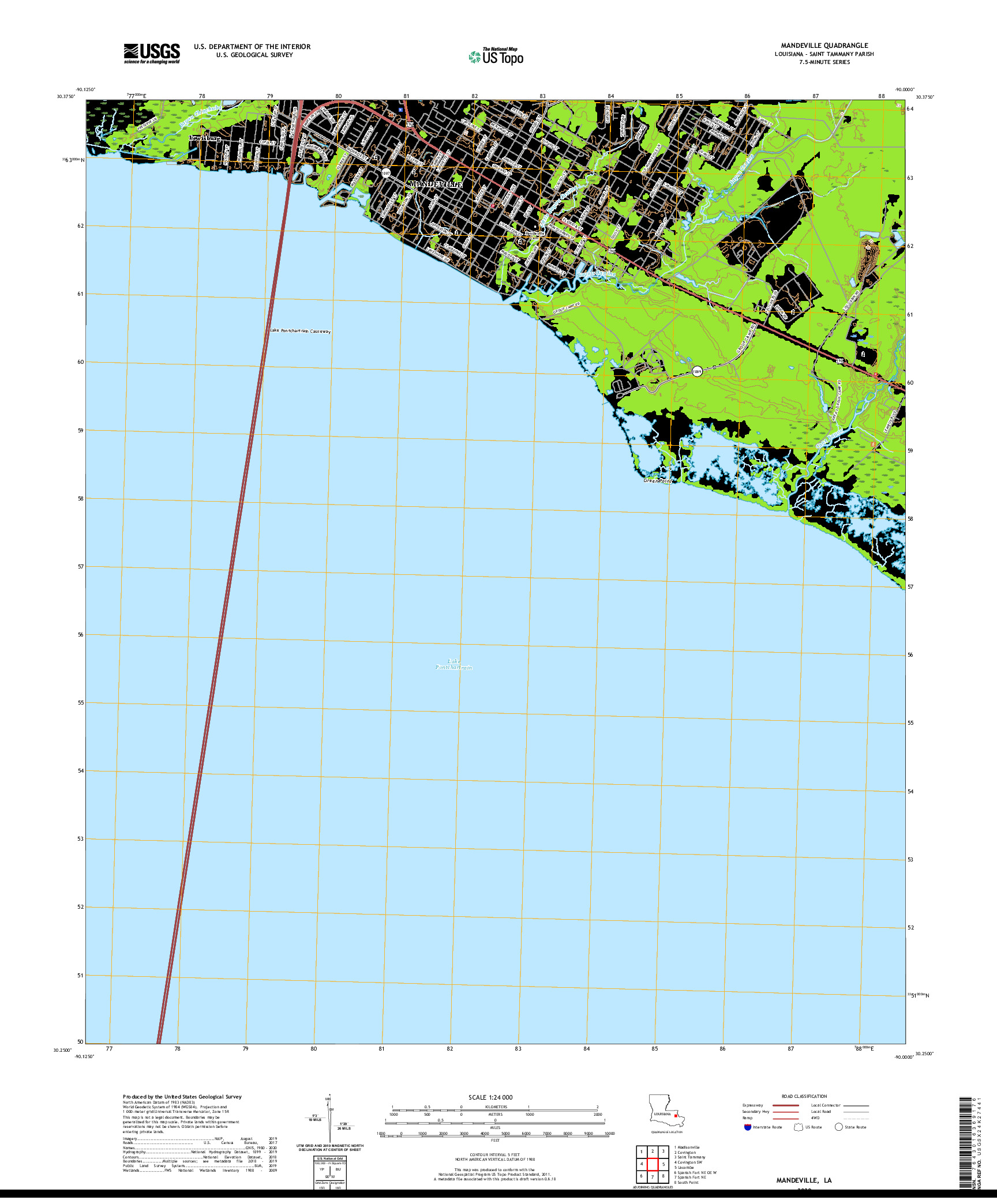 USGS US TOPO 7.5-MINUTE MAP FOR MANDEVILLE, LA 2020