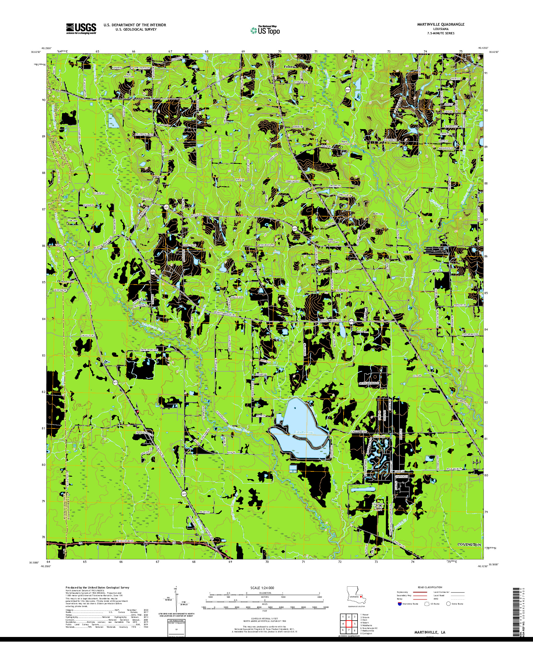 USGS US TOPO 7.5-MINUTE MAP FOR MARTINVILLE, LA 2020