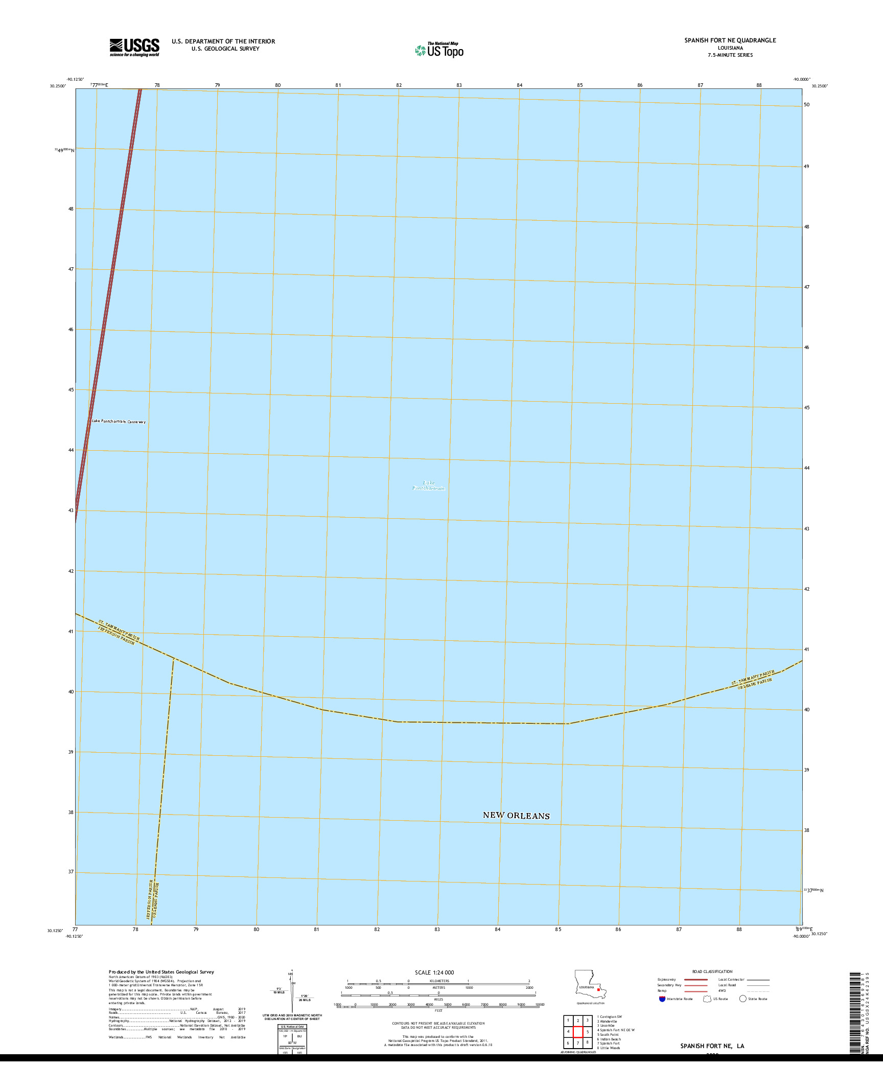 USGS US TOPO 7.5-MINUTE MAP FOR SPANISH FORT NE, LA 2020