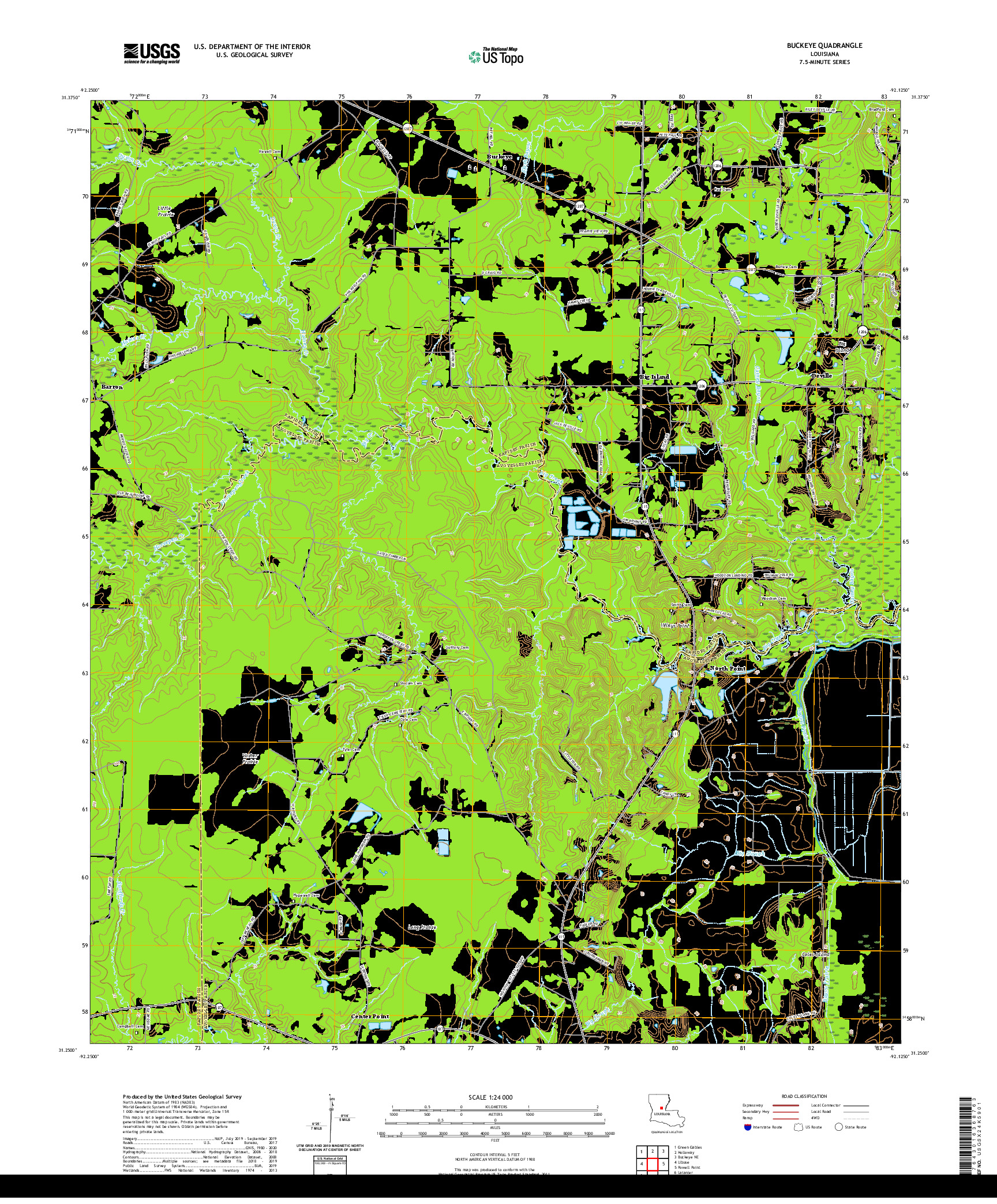 USGS US TOPO 7.5-MINUTE MAP FOR BUCKEYE, LA 2020