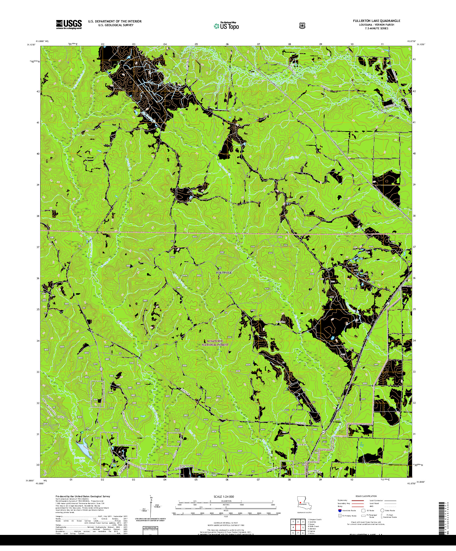 USGS US TOPO 7.5-MINUTE MAP FOR FULLERTON LAKE, LA 2020