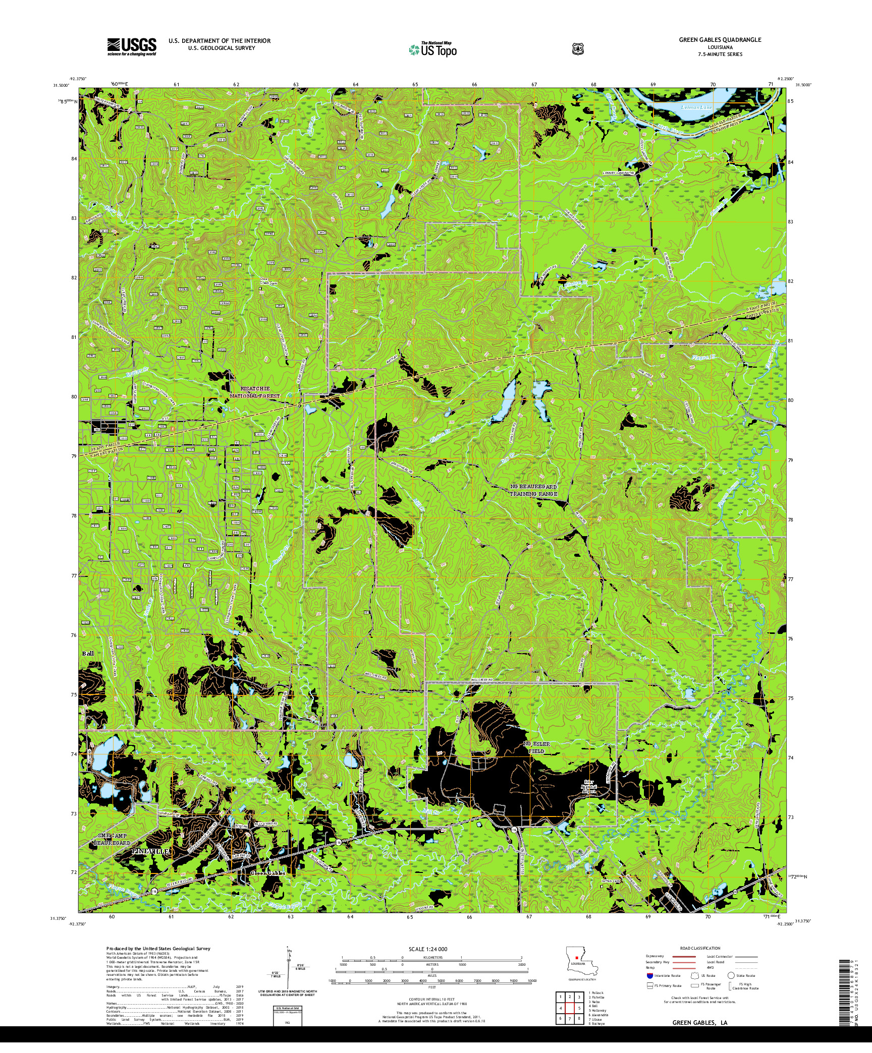 USGS US TOPO 7.5-MINUTE MAP FOR GREEN GABLES, LA 2020