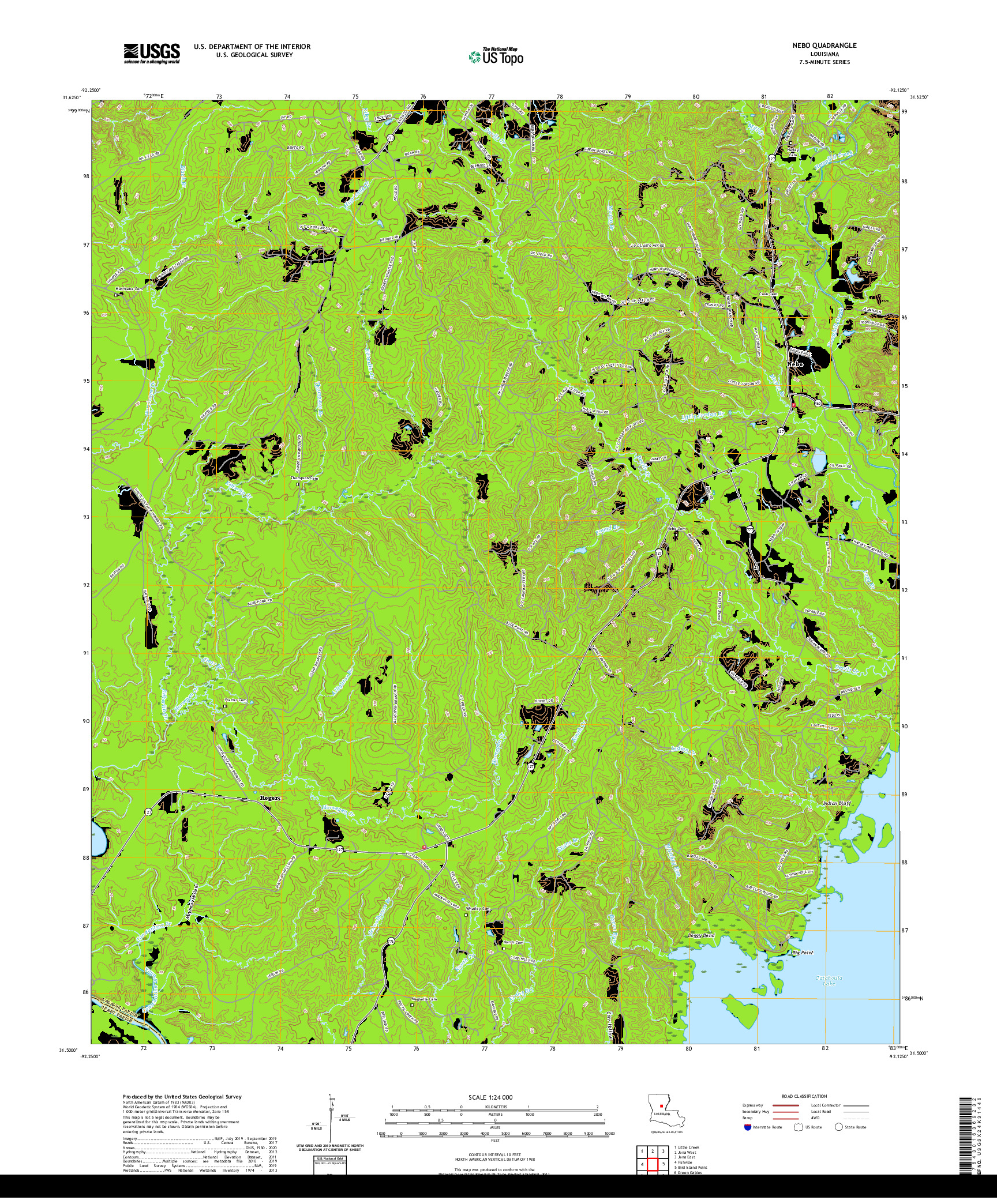 USGS US TOPO 7.5-MINUTE MAP FOR NEBO, LA 2020