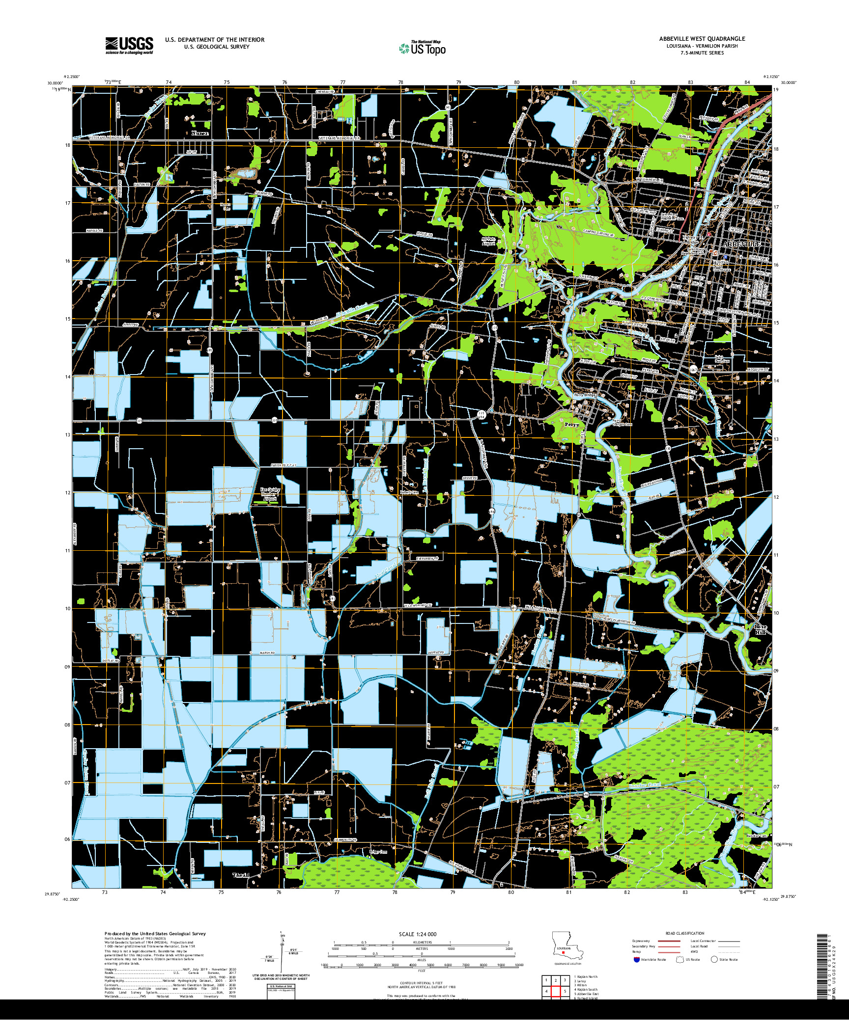 USGS US TOPO 7.5-MINUTE MAP FOR ABBEVILLE WEST, LA 2020