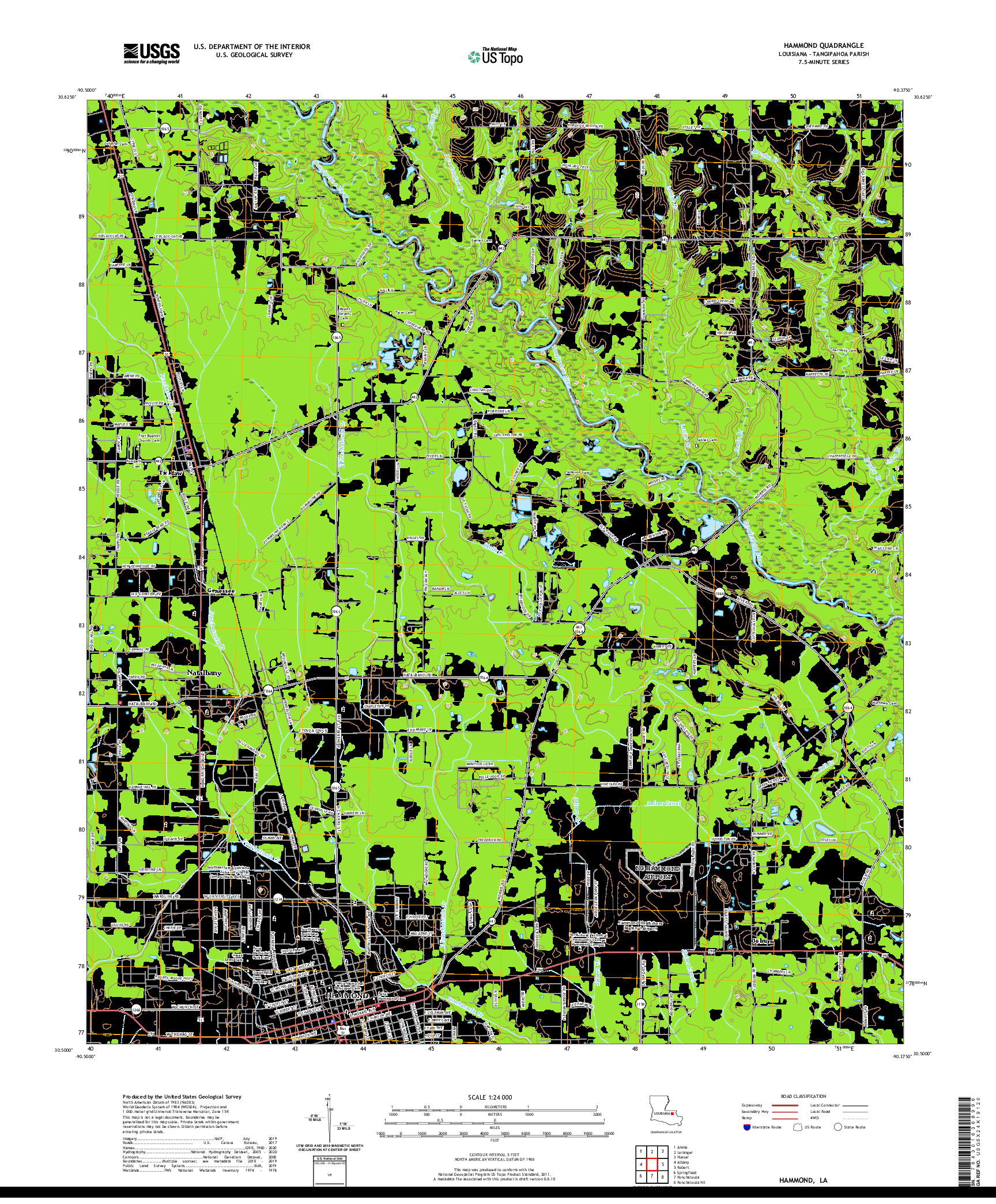 USGS US TOPO 7.5-MINUTE MAP FOR HAMMOND, LA 2020